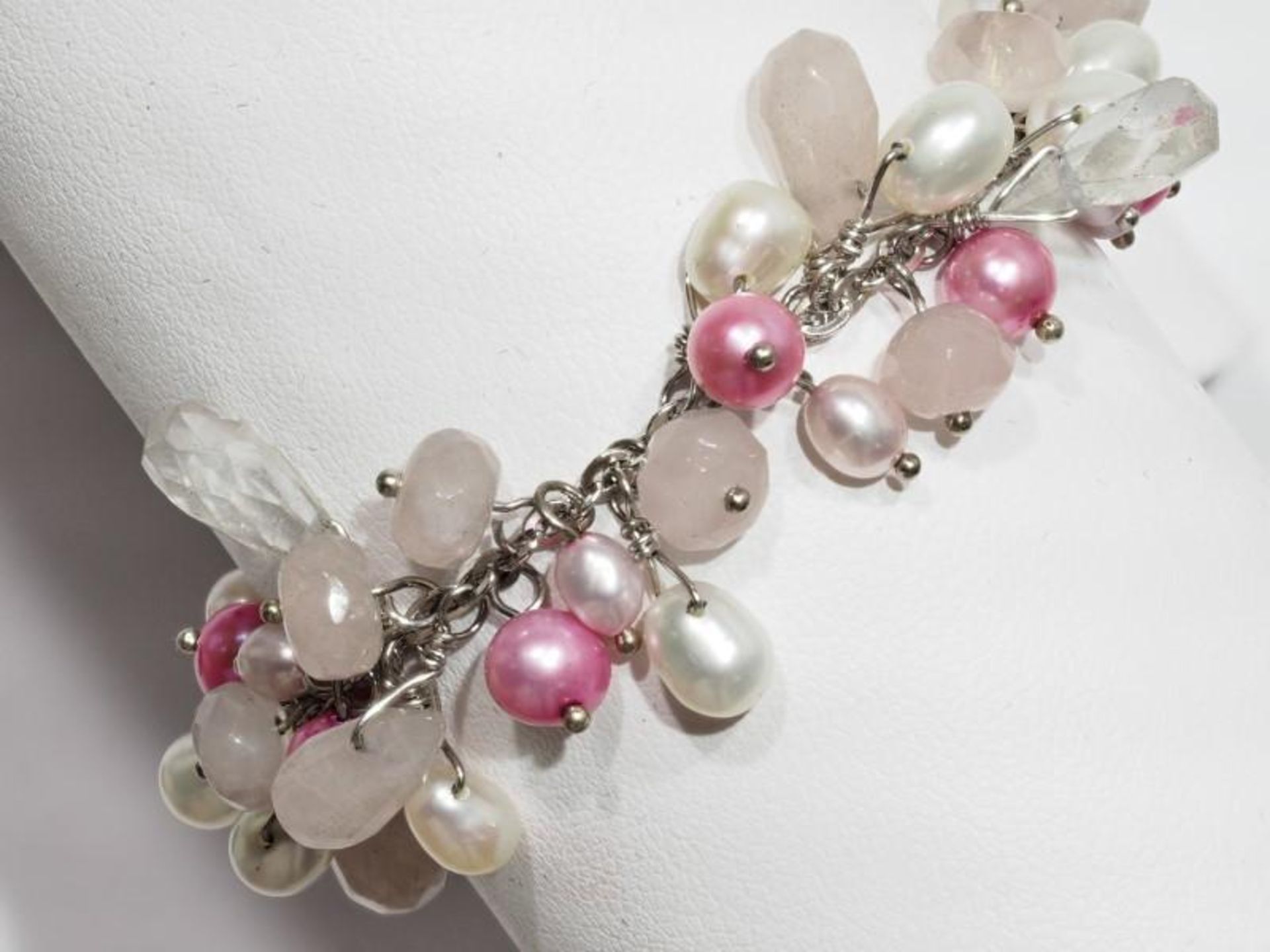 Sterling Silver Fresh Water Pearl(June Birthstone) Bracelet Hand Crafted, Retail $300 (MS19 - 17) - Image 2 of 2