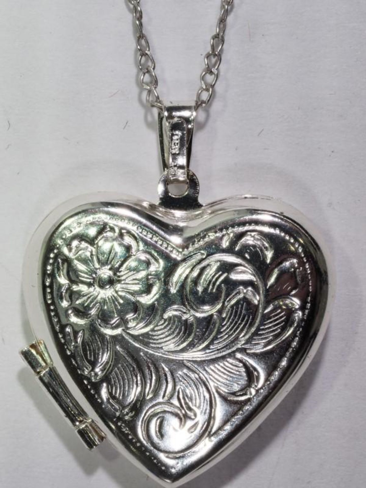 Sterling Silver Necklace With Heart Shaped Locket Pendant, Retail $125 (MS19 - 3) - Image 3 of 3
