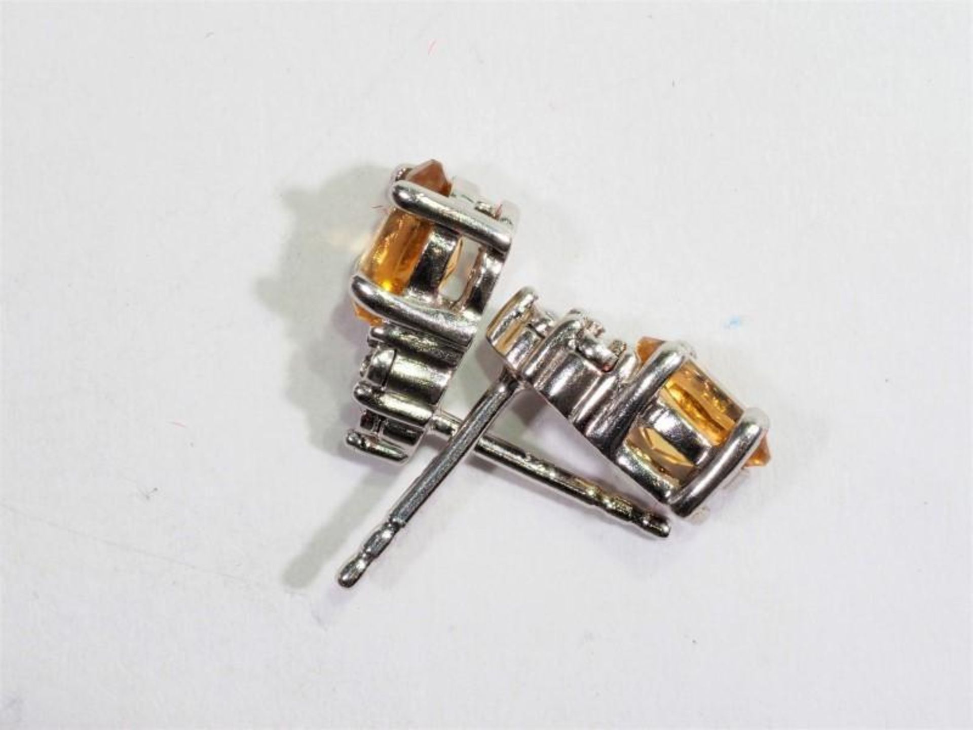 Sterling Silver Citrine Diamond Earrings, Retail $200 (MS19 - 1) - Image 2 of 3