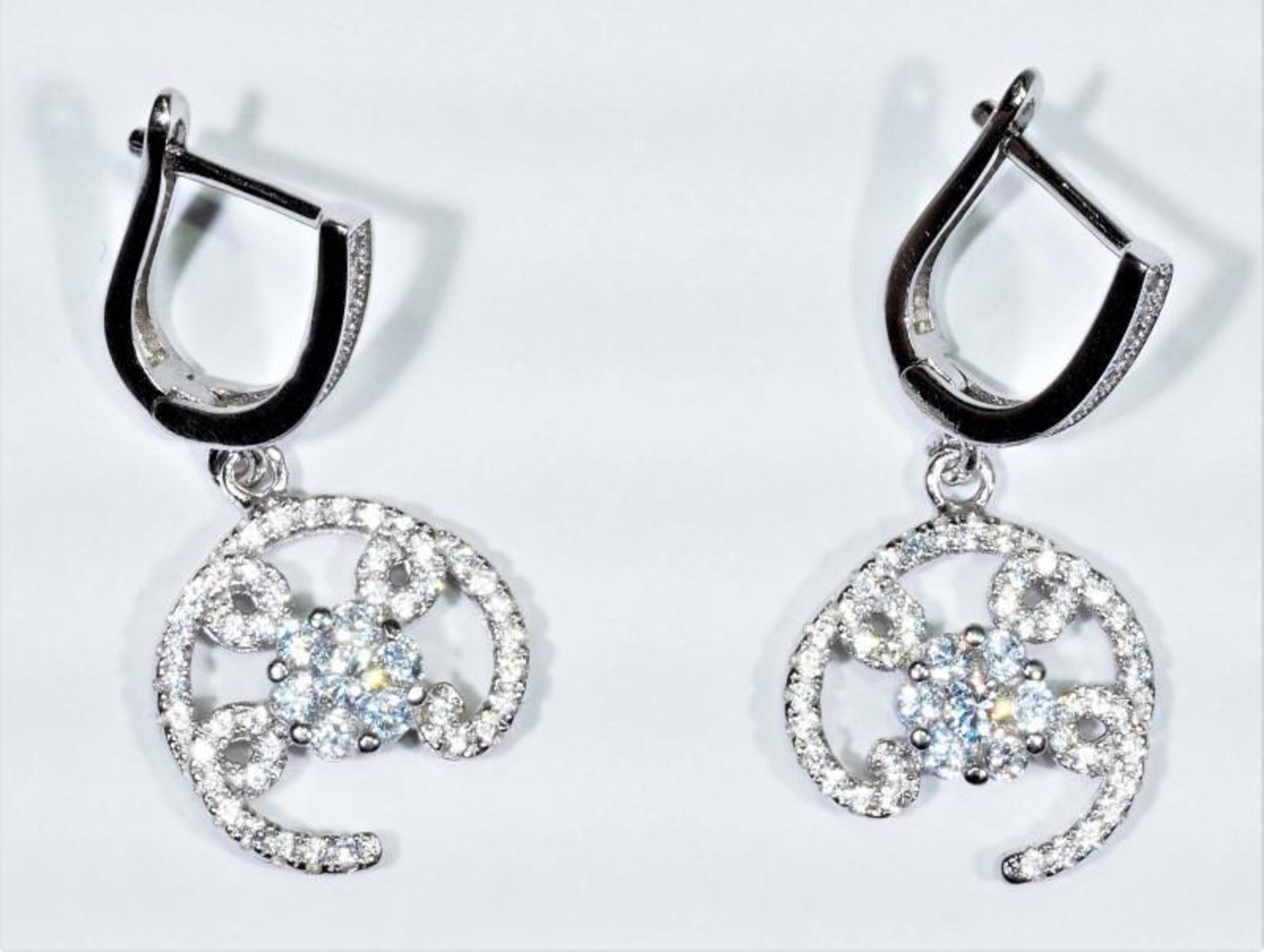 Sterling Silver Cubic Zirconia Ring, Earrings & Pendant Set (App 12Grms), Retail $400 (MS19 - 41) - Image 4 of 4