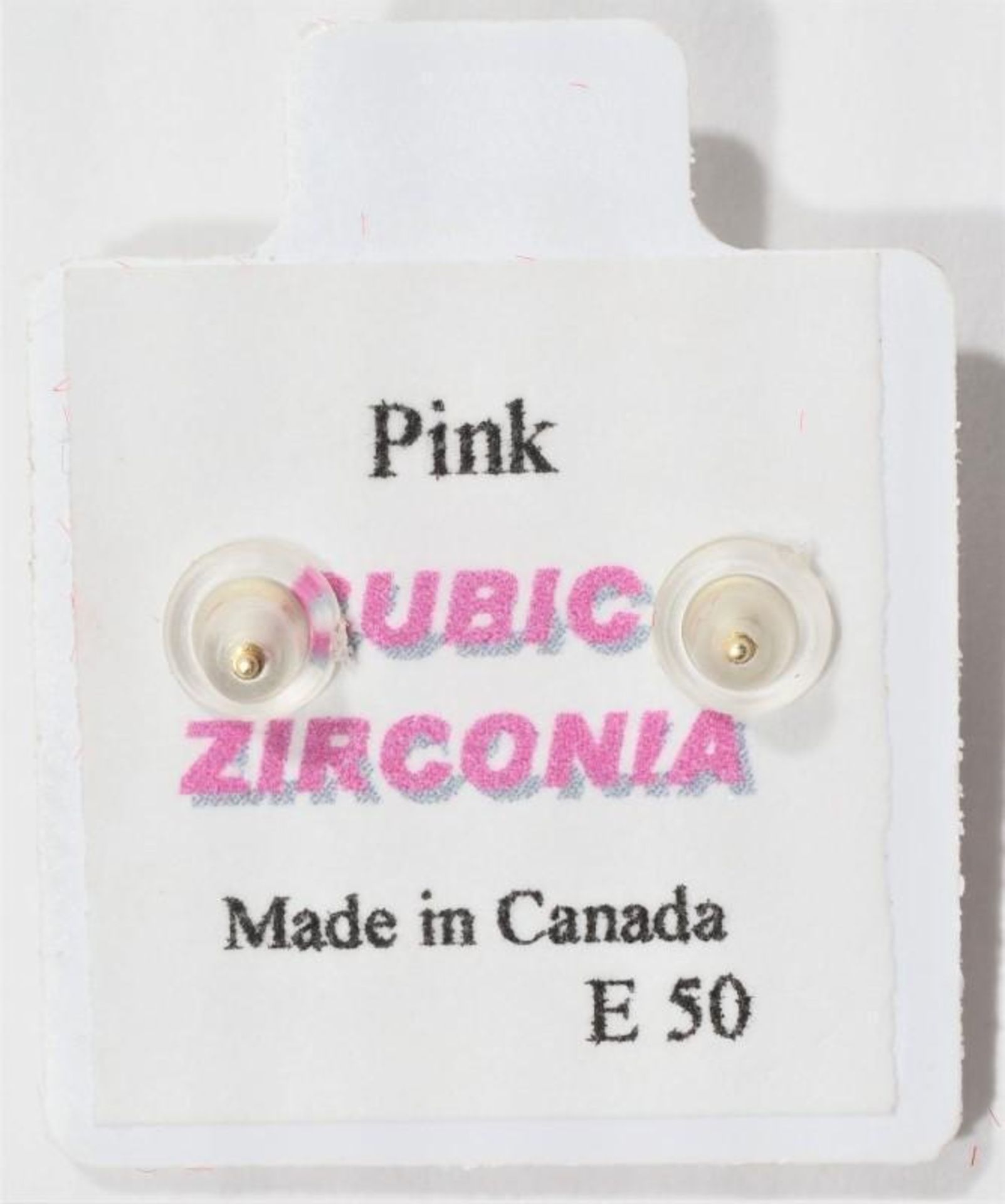 Pink Cubic Zirconia Screw Back Stud Earrings Made In Canada , Retail $200 (MS19 - 13) - Image 3 of 3