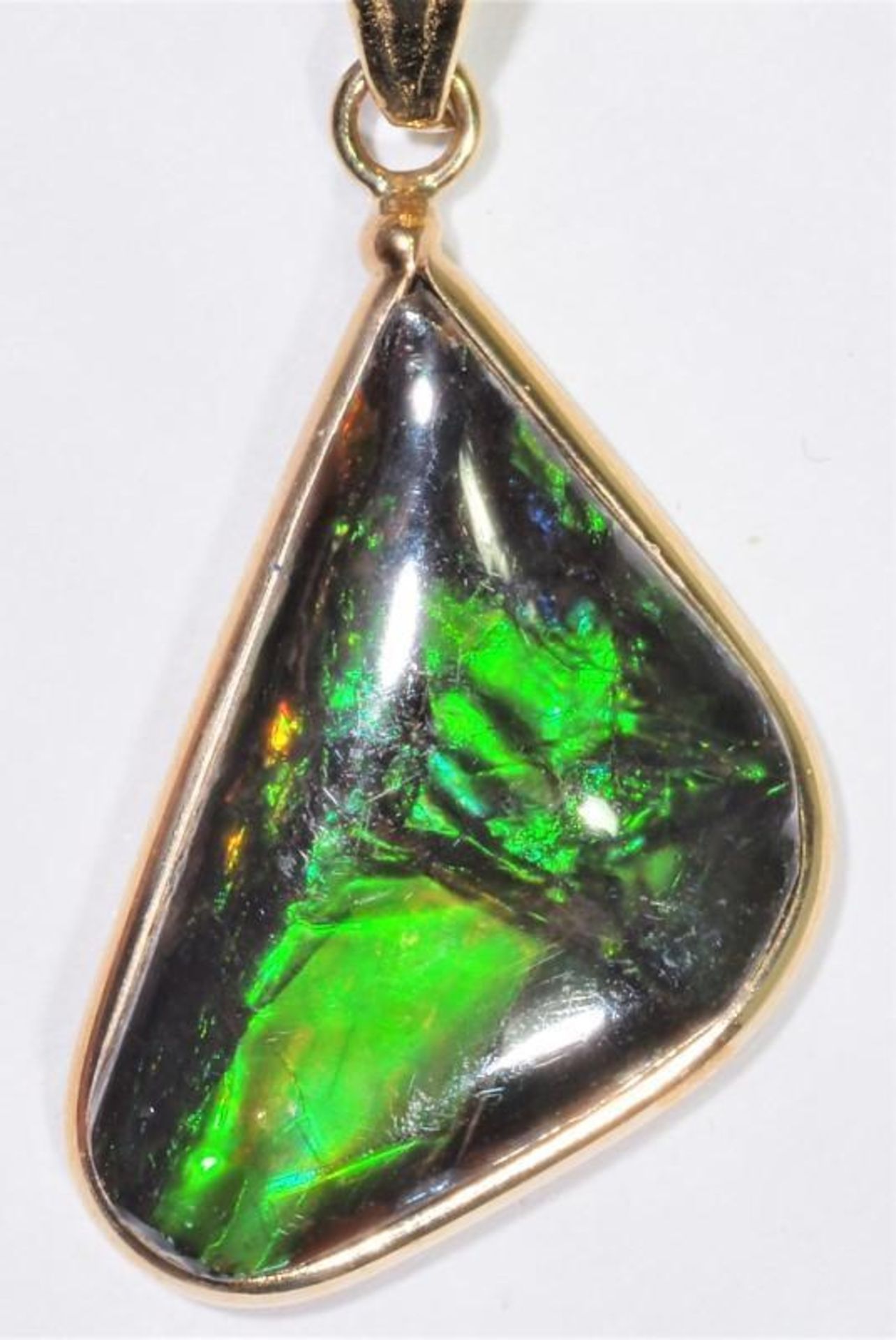 14K Gold Ammolite Pendant on Fancy Chord Handcrafted In Canada, Retail $800 (MS19 - 49) - Image 2 of 3