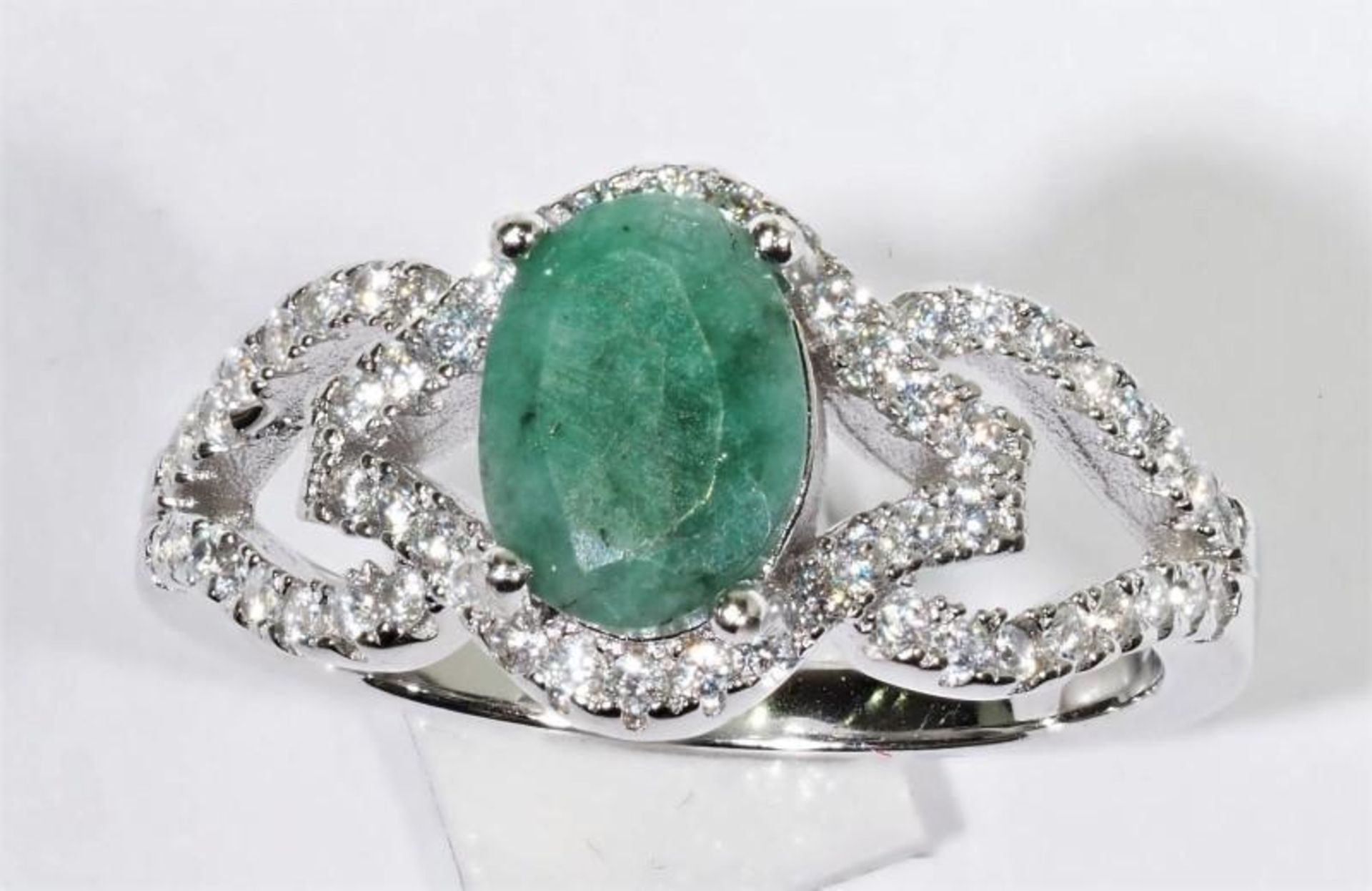 Sterling Silver Emerald Ring, Retail $300 (MS19 - 46)