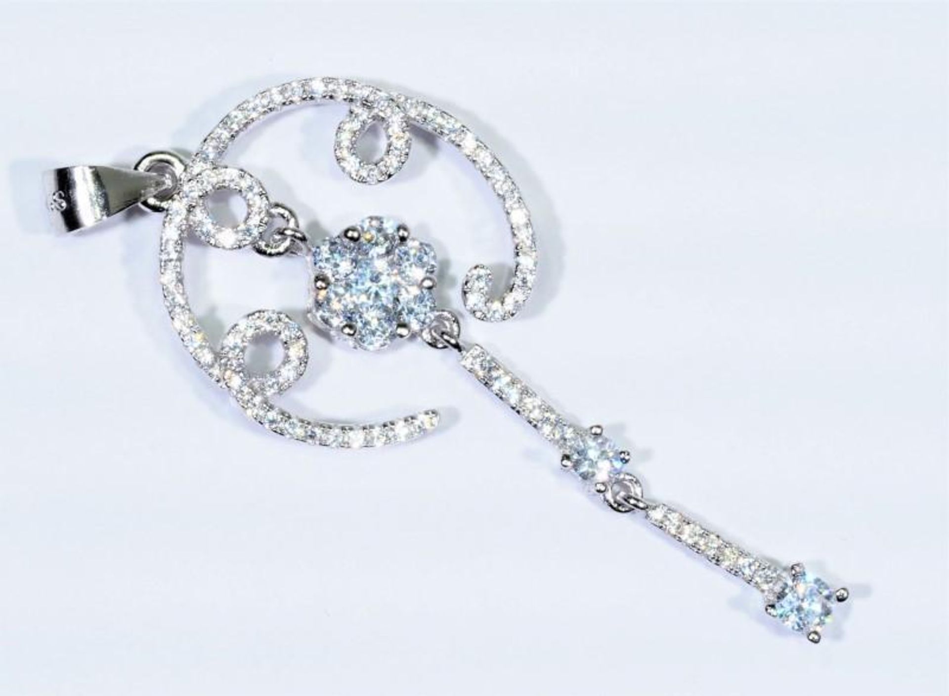 Sterling Silver Cubic Zirconia Ring, Earrings & Pendant Set (App 12Grms), Retail $400 (MS19 - 41) - Image 3 of 4