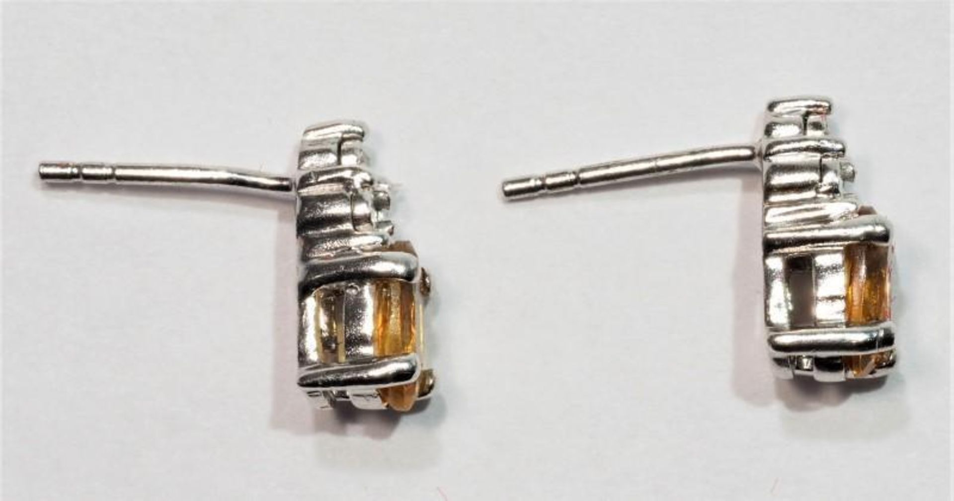 Sterling Silver Citrine Diamond Earrings, Retail $200 (MS19 - 1) - Image 3 of 3