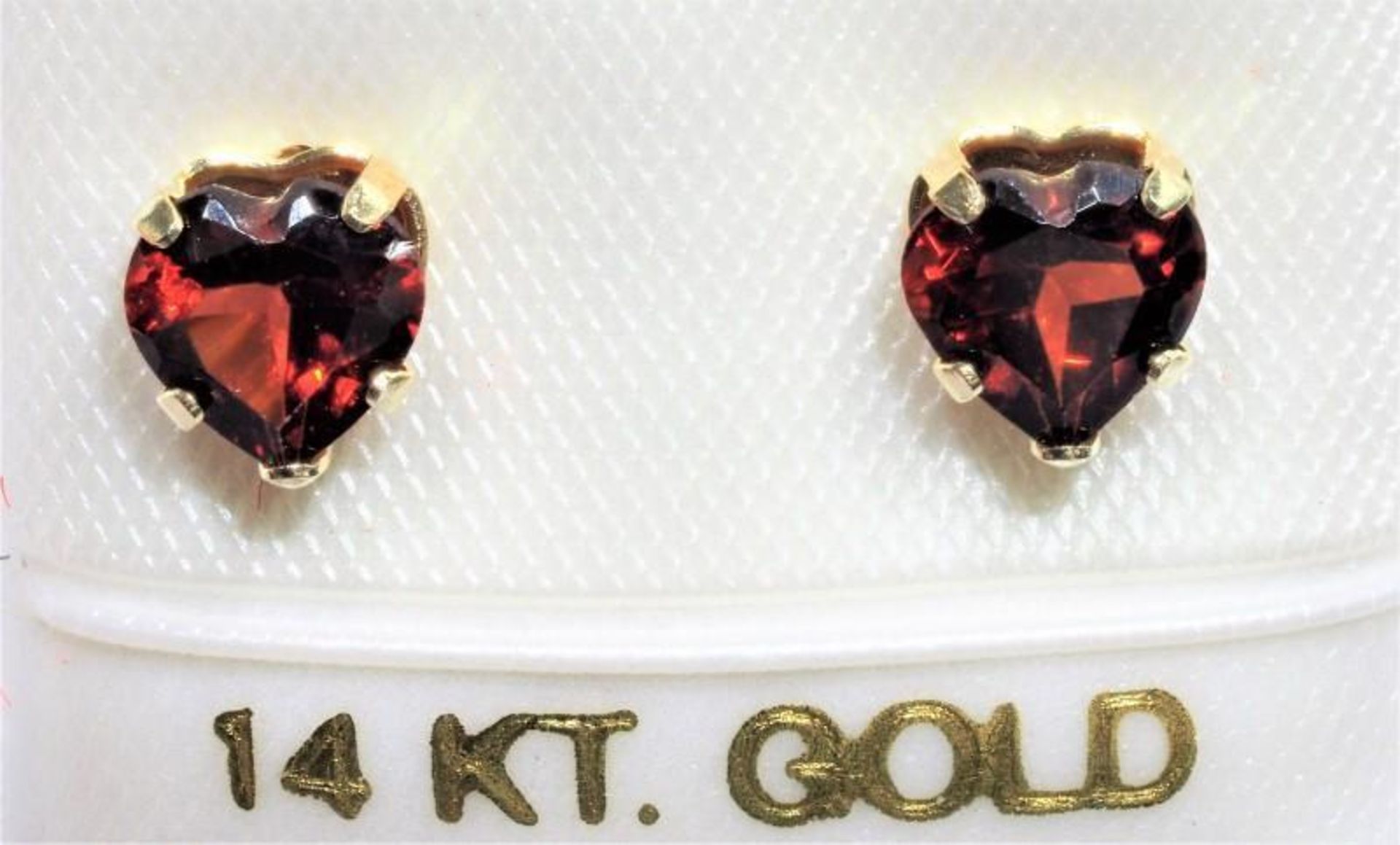 10K Gold Heart Shaped Garnet Earrings, Retail $240 (MS19 - 42)