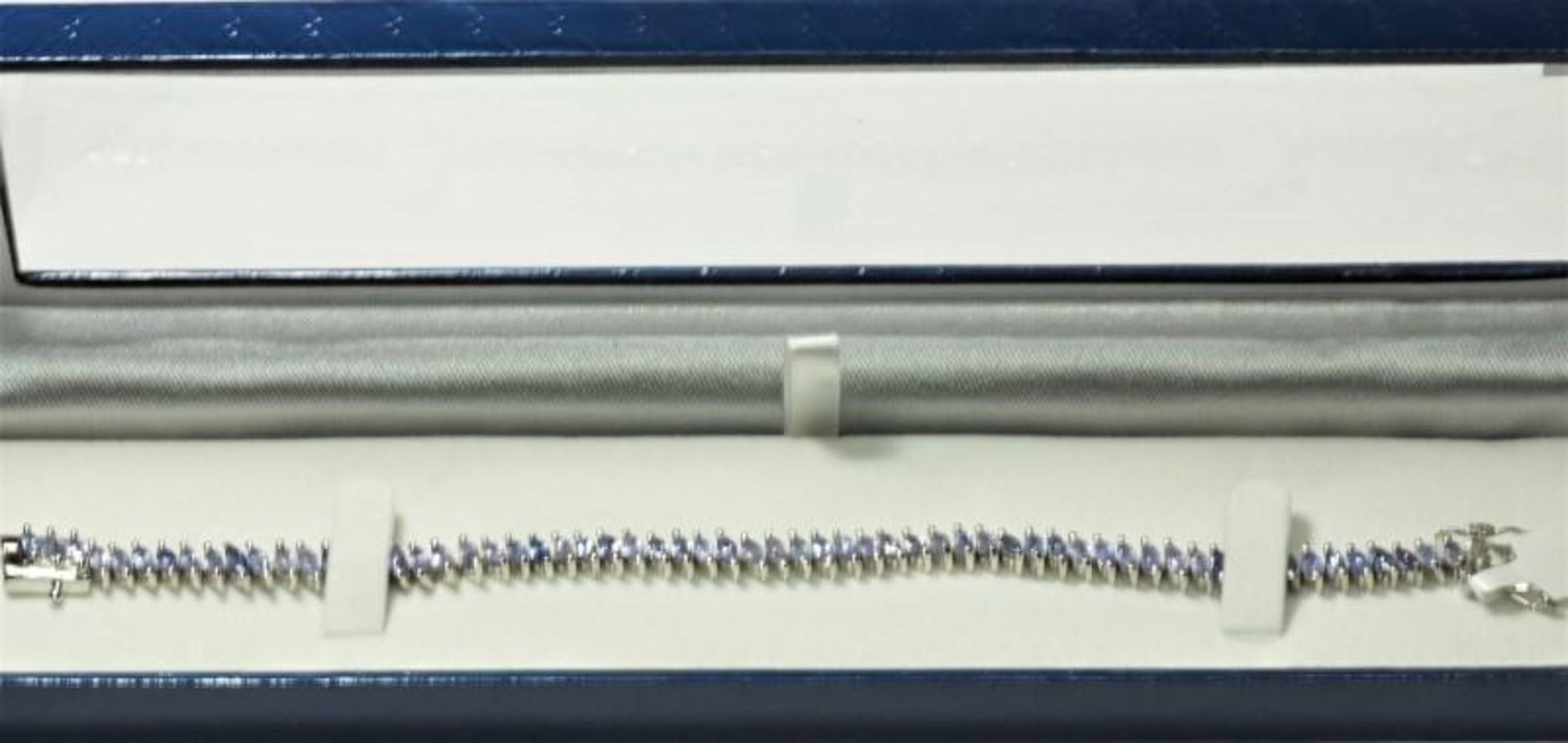 Sterling Silver 62 Marquise Cut Tanzanite (7.10ct) Tennis Bracelet. Retail Appraised Value $1500 (29 - Image 2 of 3