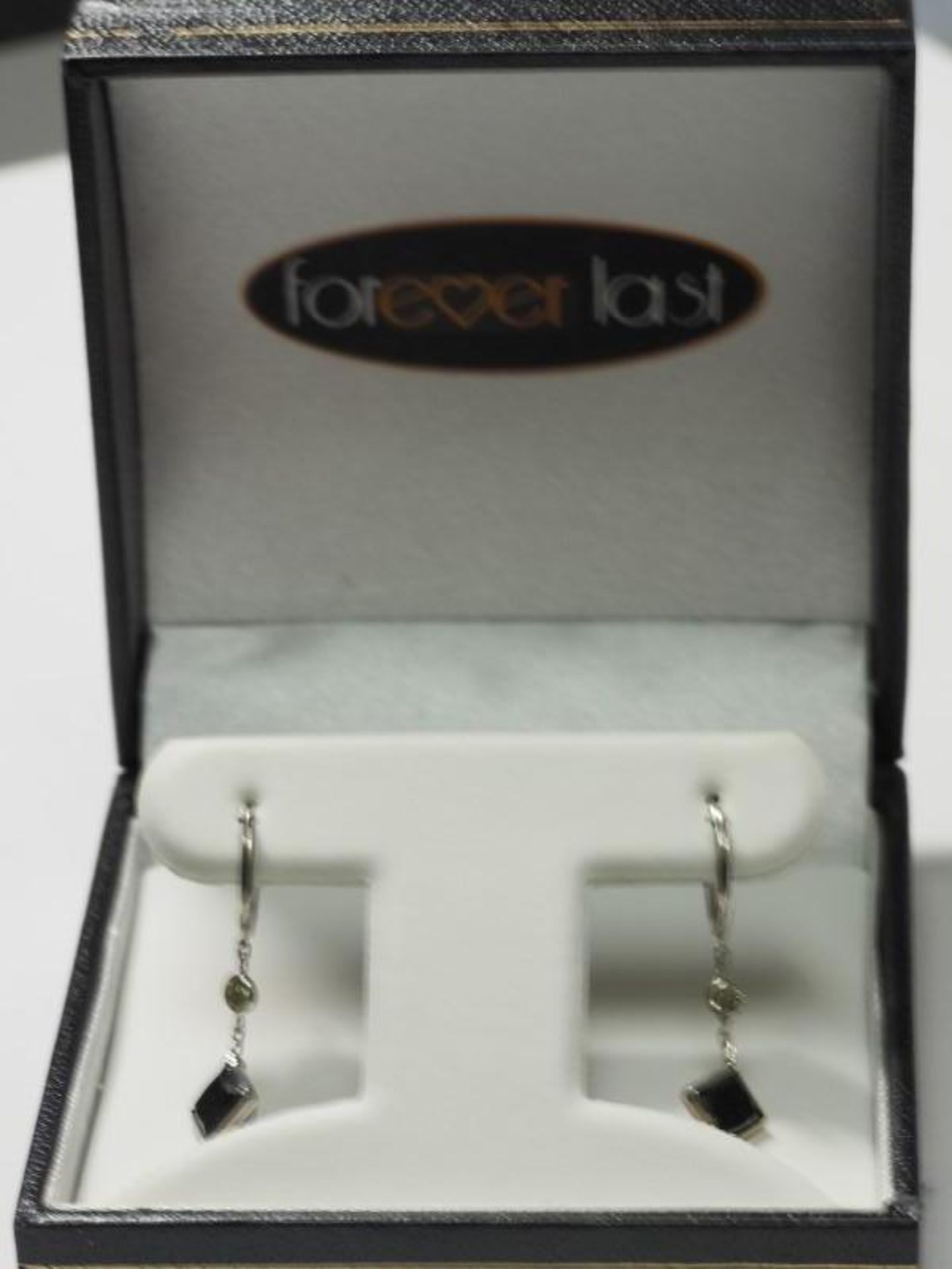 14K White Gold Black Diamond (2.20ct, April Birthstone) Earrings. Insurance Value $2400 (5-NT128) - Image 2 of 3