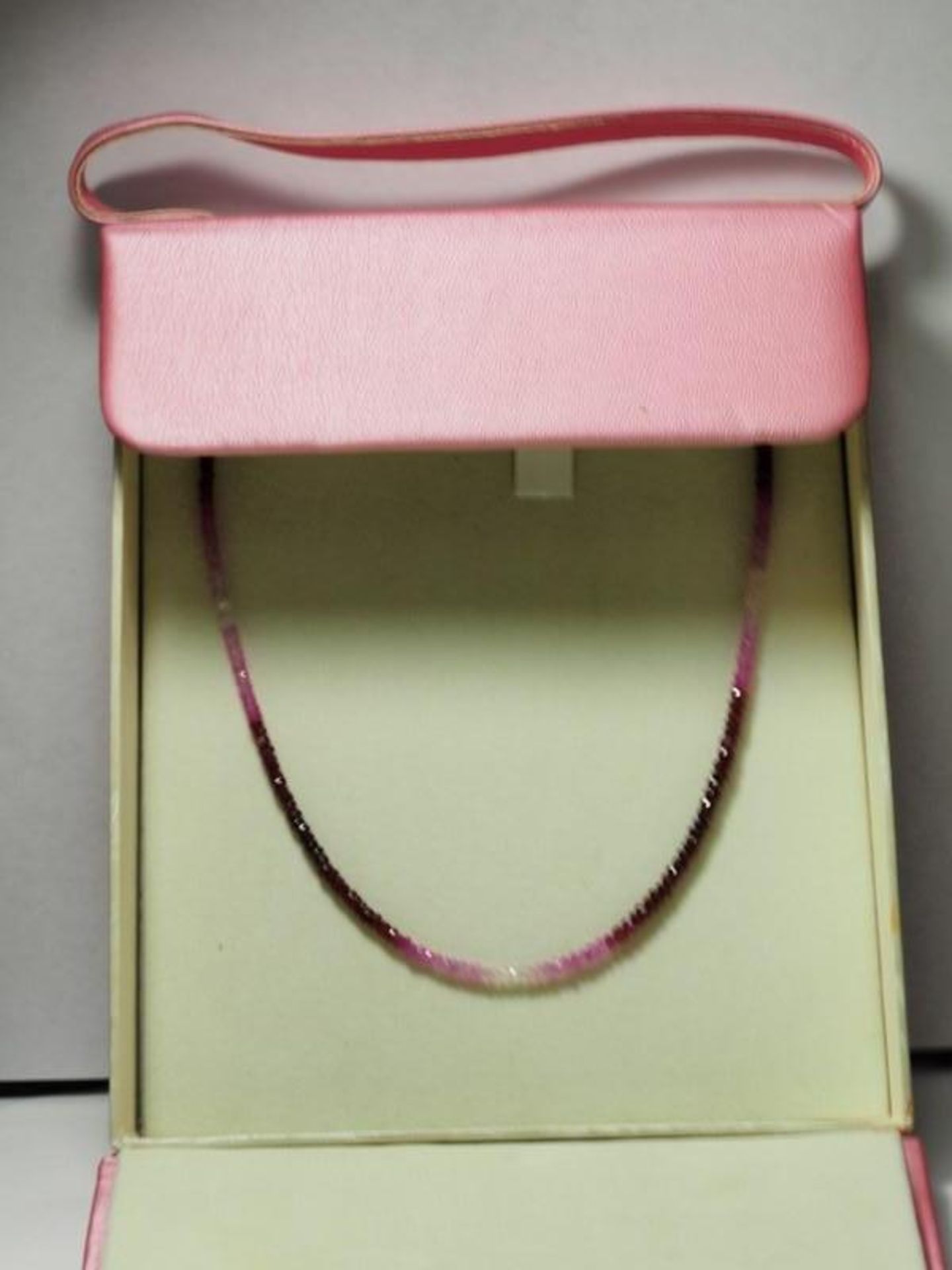 14K Yellow Gold Ruby and Sapphire (45.0ct) Graduated Colour Bead 16" Necklace. Retail Appraised Valu - Image 3 of 4