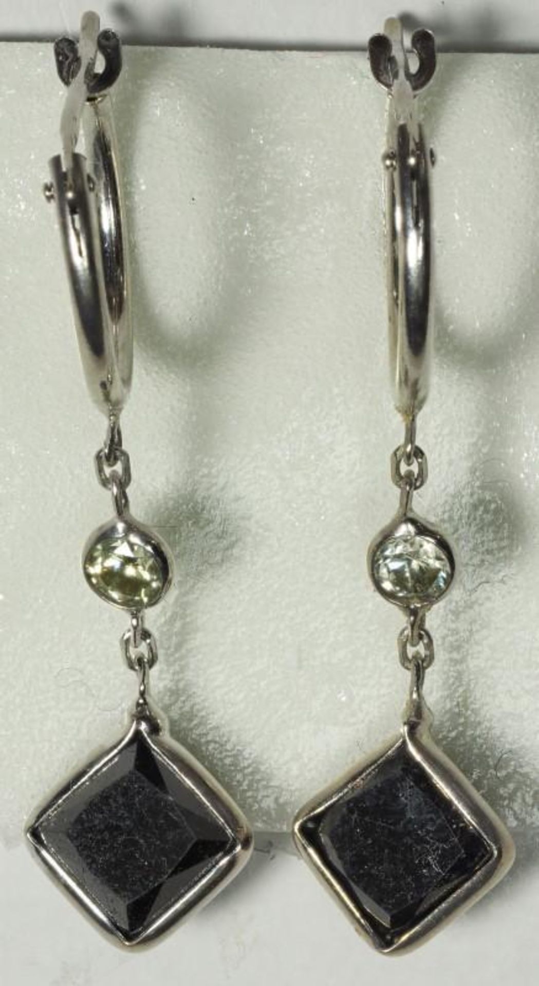 14K White Gold Black Diamond (2.20ct, April Birthstone) Earrings. Insurance Value $2400 (5-NT128)