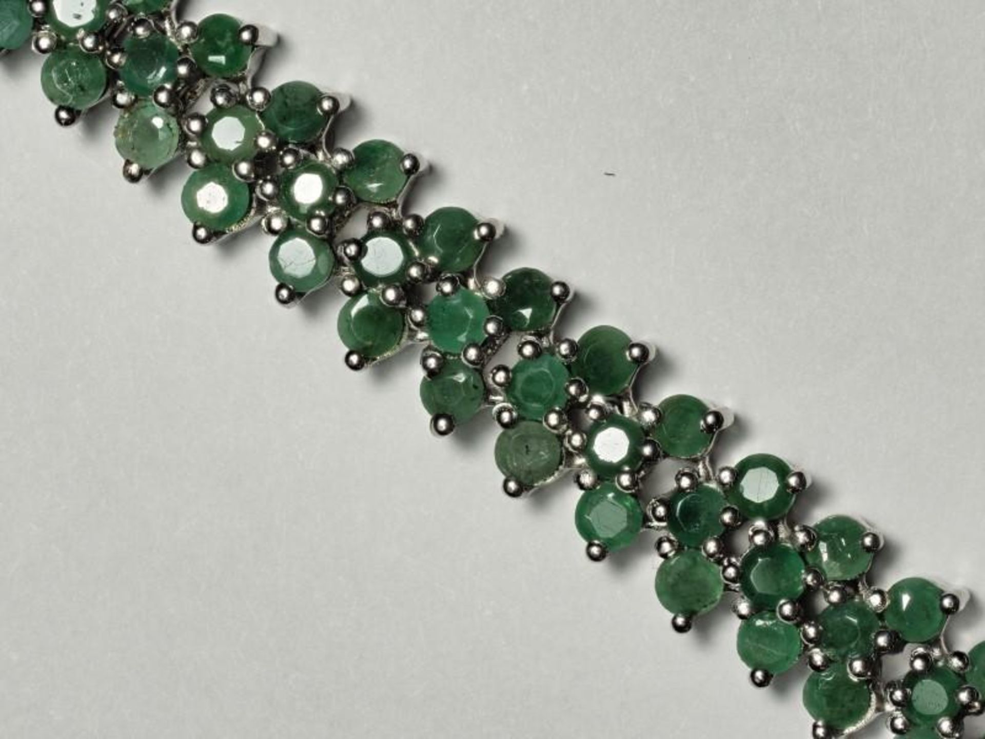 Sterling Silver 144 Emerald (8.24ct, May Birthstone) Tennis Bracelet. Retail Appraised Value $1600 (