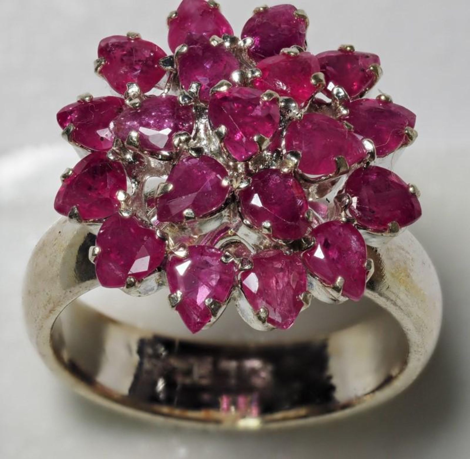 Sterling Silver Ruby (3.80ct, July Birthstone) Flower Ring. Insurance Value $500 (4-NT128)