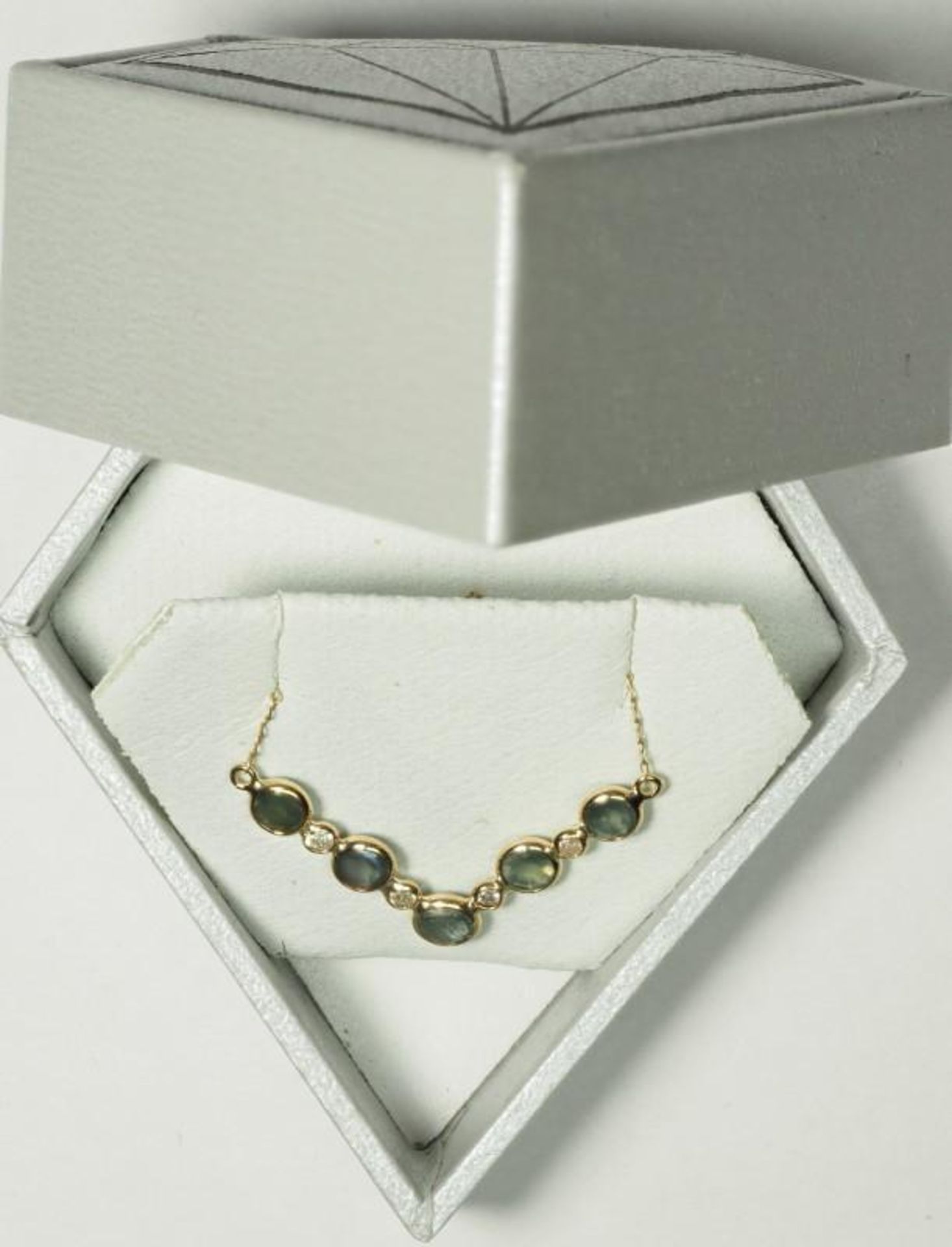 10K Yellow Gold Rare Genuine Alexandrite (1.20ct, June Birthstone) and Diamond (0.12ct) Necklace. In - Image 2 of 3