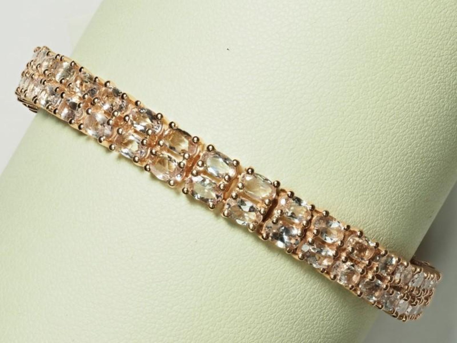 Sterling Silver Rose Gold Plated Morganite (17.50ct) Bracelet. Insurance Value $1600 (14-NT128)