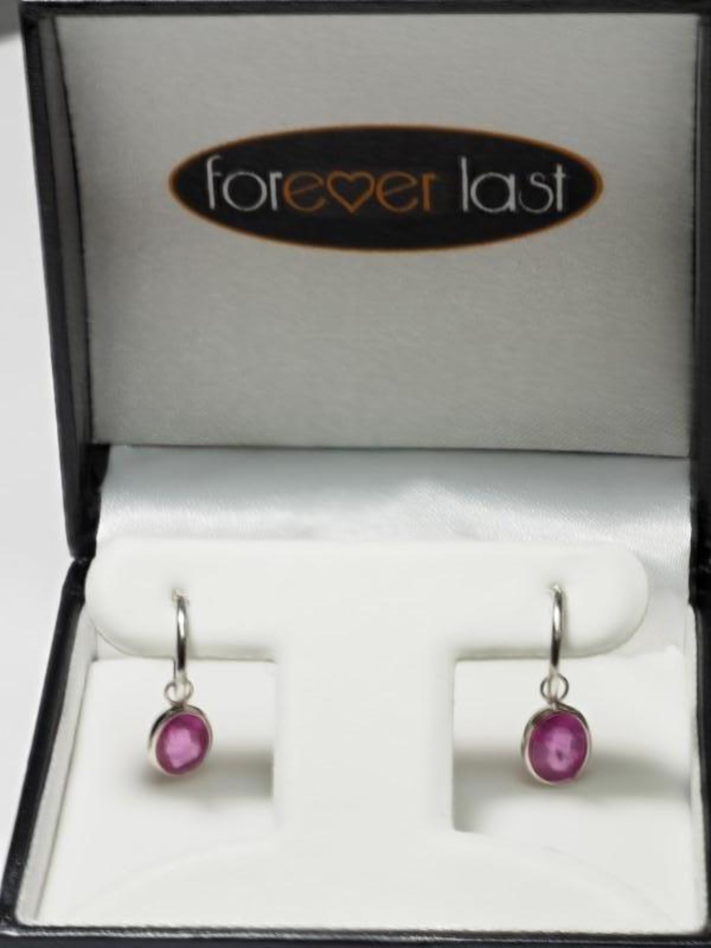 14K White Gold Ruby (4.0ct, July Birthstone) Hoop Earrings. Insurance Value $1500 (12-NT128) - Image 2 of 3