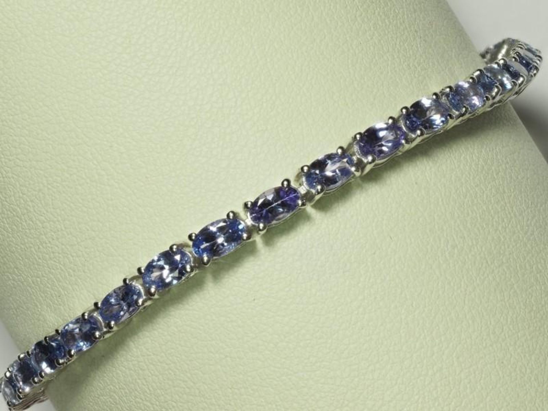 Sterling Silver Tanzanite (7.0ct) Tennis Bracelet. Insurance Value $1400 (3-NT128) - Image 2 of 3
