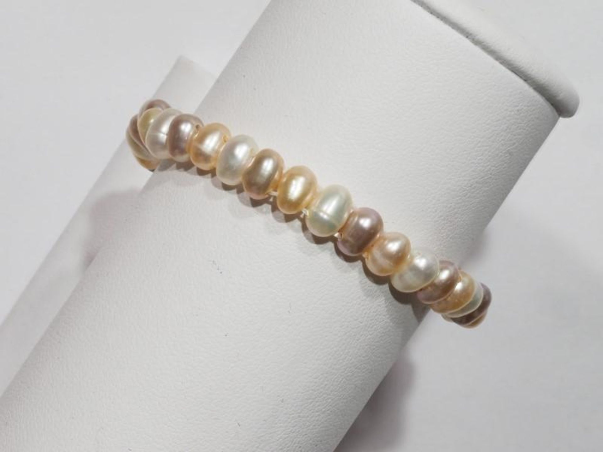 Freshwater Peach Pearl(June Birthstone) Flexible Bracelet, Retail $120 (MS19 - 30) - Image 2 of 3