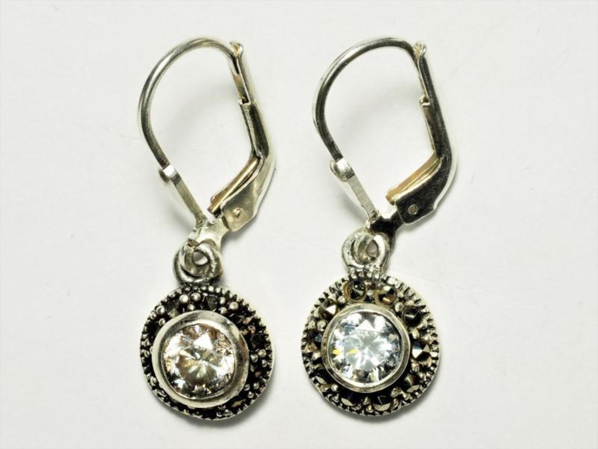 Cubic Zirconia Marcasite Lever Back Earrings, Retail $150 (MS19 - 22)