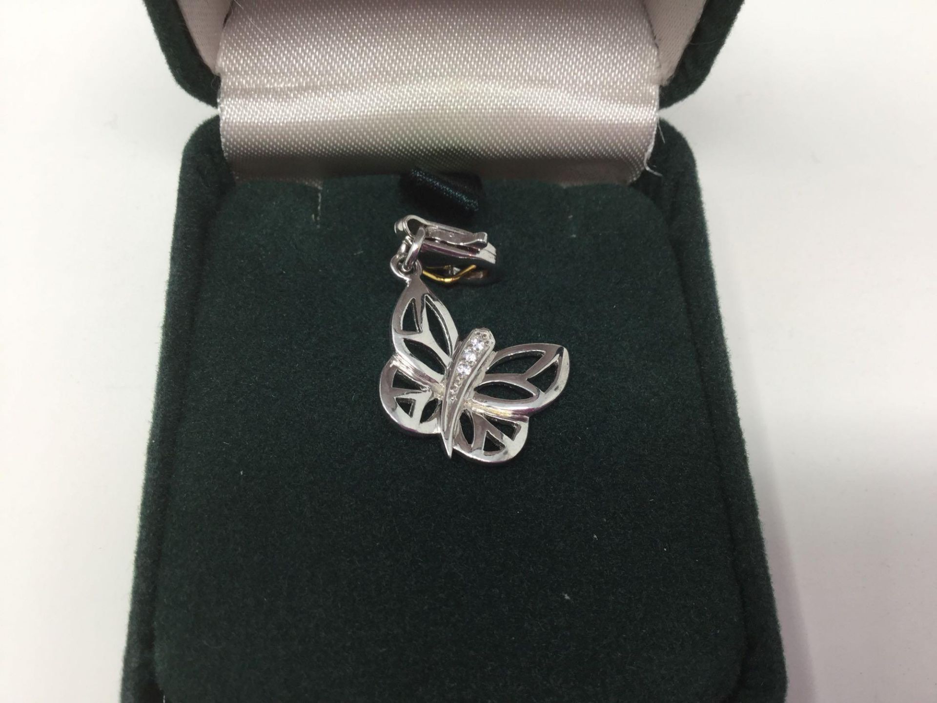 Sterling Silver Cubic Zirconia Butterfly Pendant - Retail $300 - Image 2 of 2