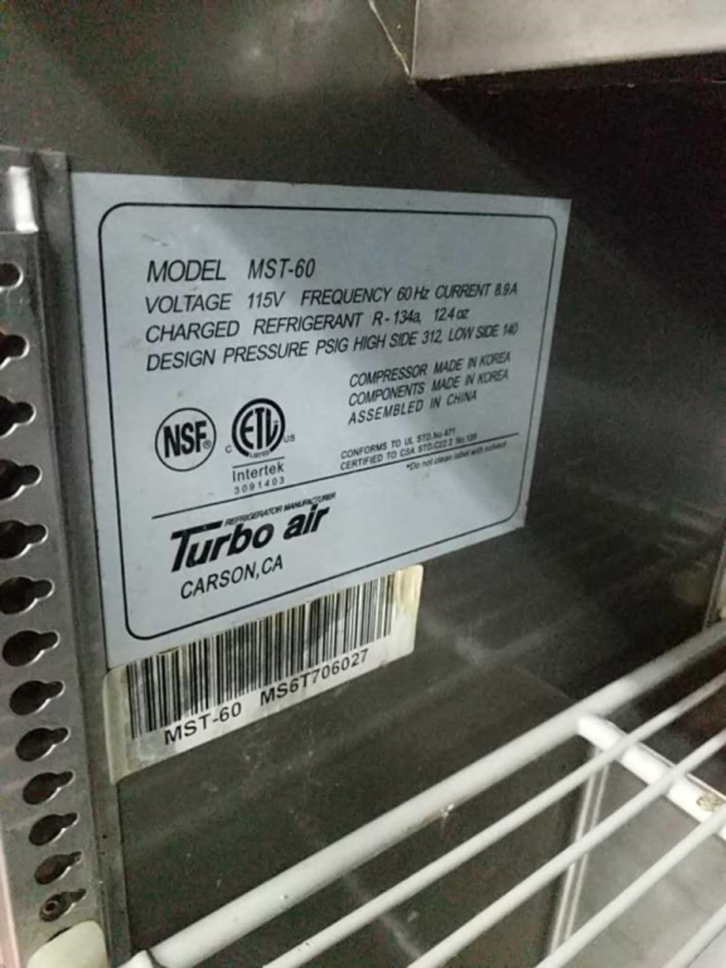 Turbo Air MST-6060 2 Door Refrigerated Sandwich Pr - Image 2 of 4