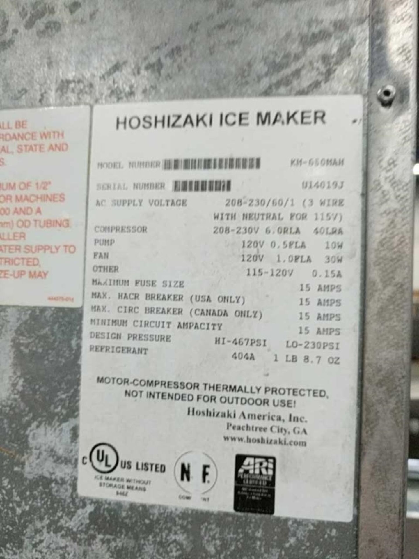 Hoshizaki KM-650MAH Ice Maker - Image 3 of 4