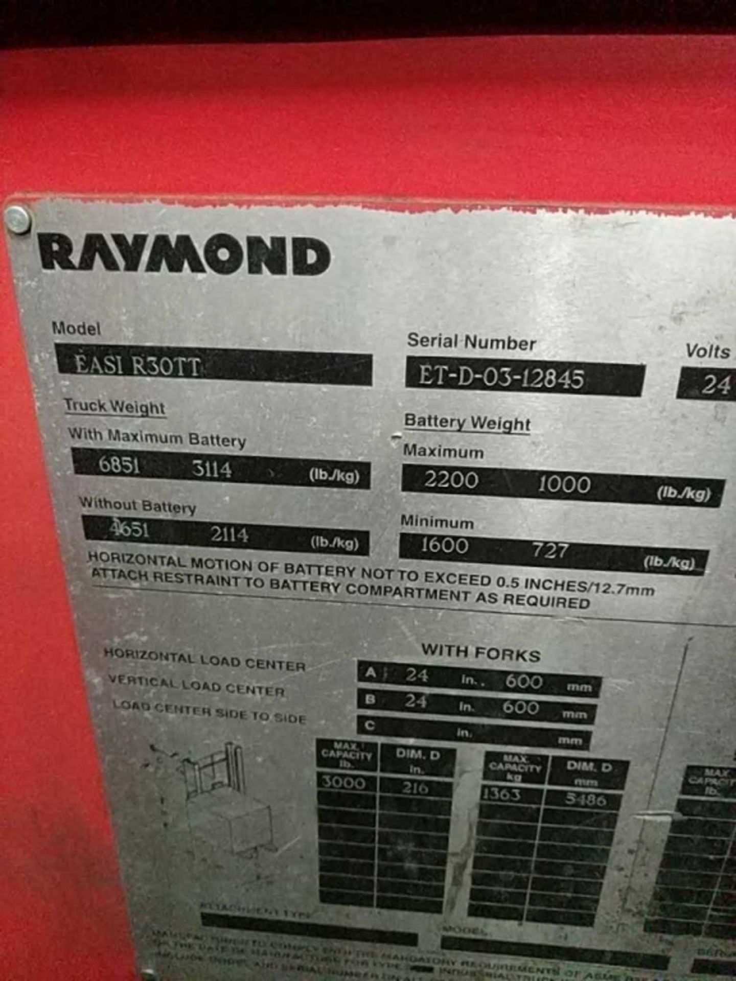 Raymond Electric Stand Up Forklift - Image 4 of 6