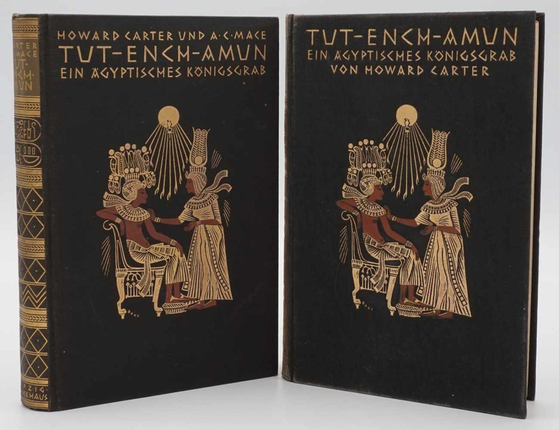 Howard Carter, "Tut-Ench-Amun - Ein ägyptisches Königsgrab"zwei Bände, 1924, Inhalt: Der König und