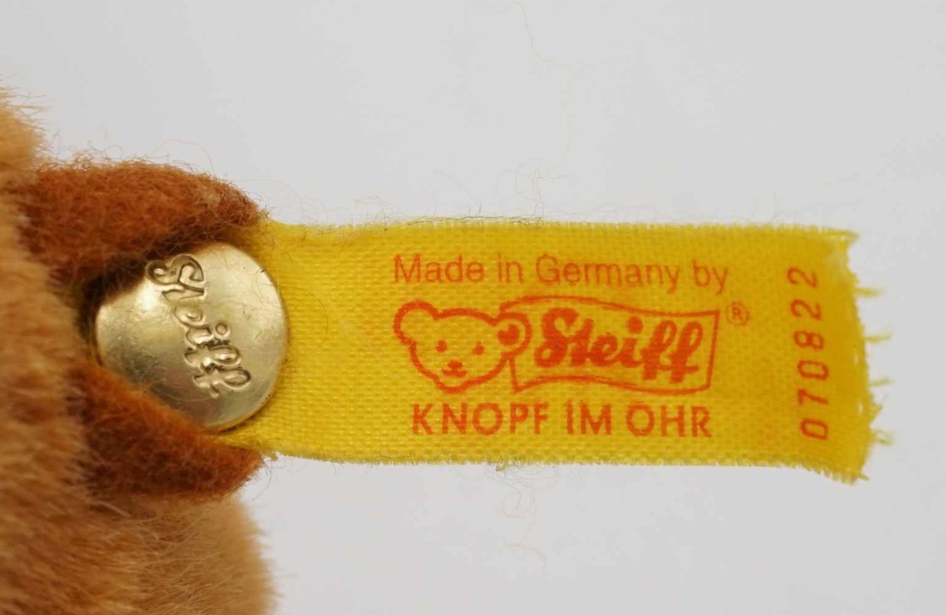 Vier Steiff Tierealle mit Knopf im Ohr, altersgemäß guter Zustand, Igel mit Spieluhr H. 19 cm, - Image 12 of 12