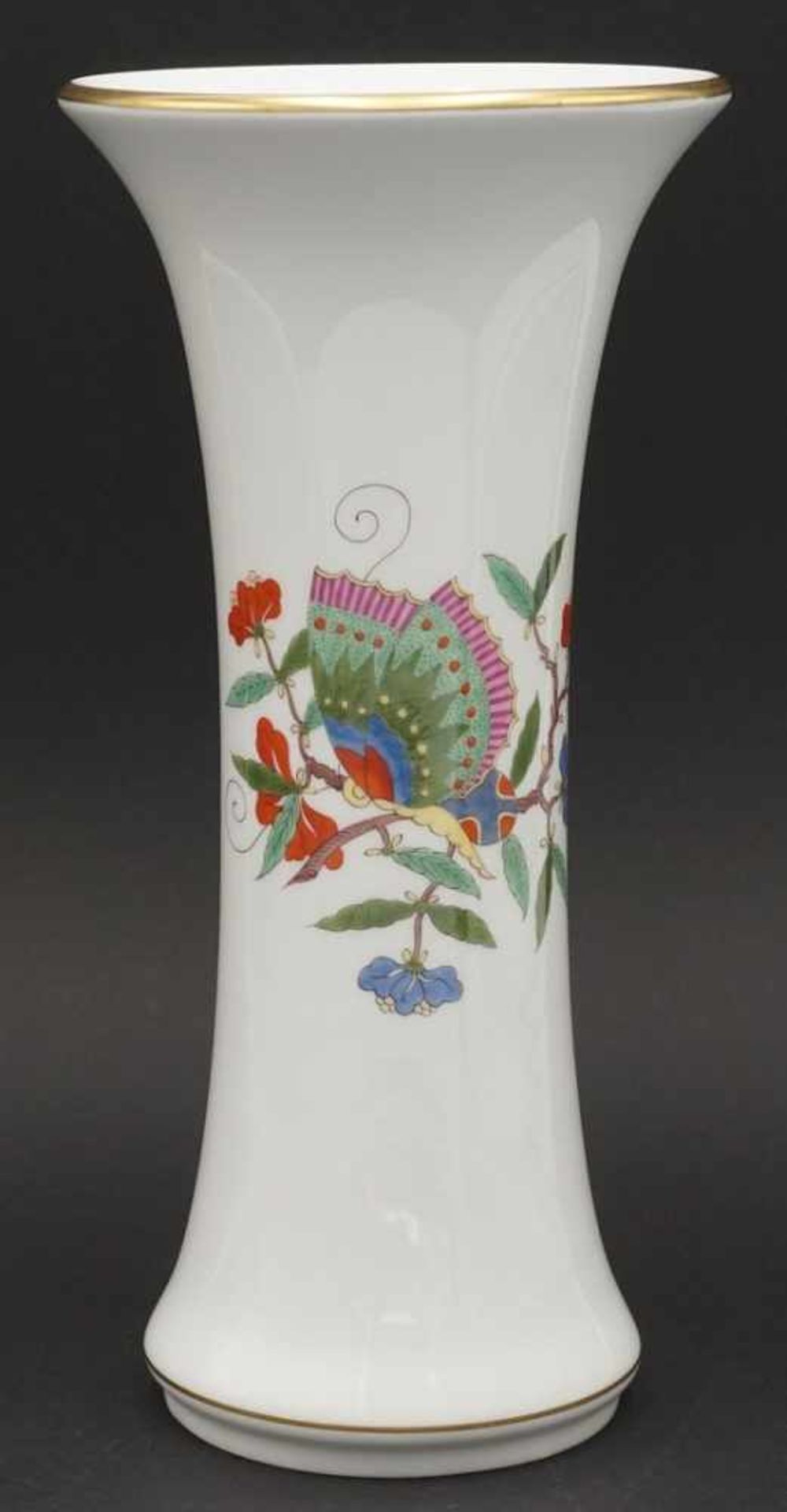 Meissen Vase mit chinesischem Schmetterling1. Wahl, Chinesischer Schmetterling, bunt mit