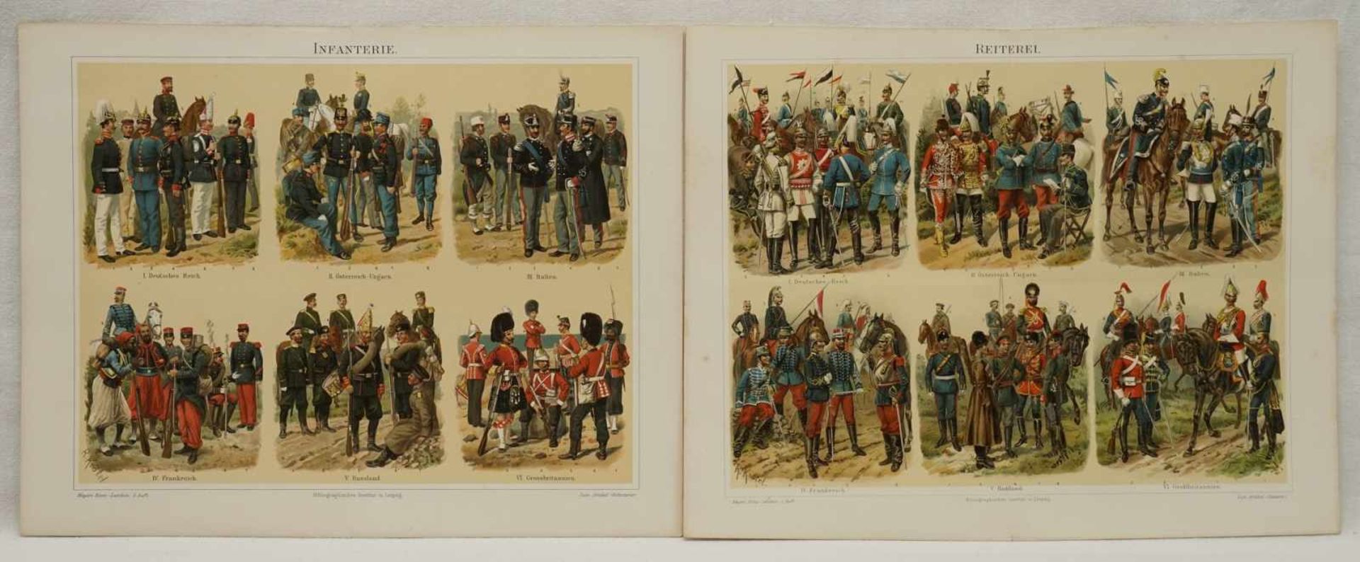 Sieben militärhistorische FarbtafelnFarblithografie/Papier, um 1900, Artillerie, Marine-, Schutz- - Image 2 of 4