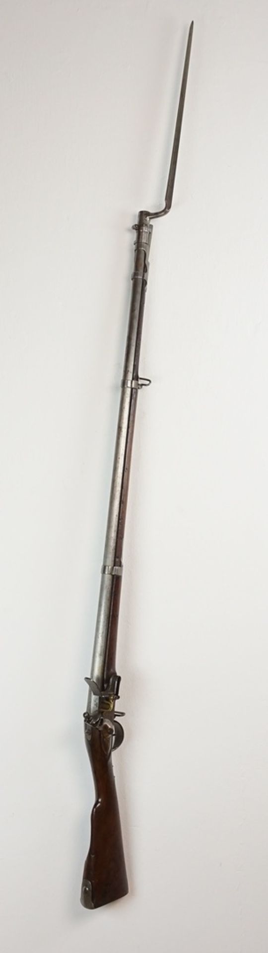 Französisches Charleville Infanterie Steinschlossgewehr mit Bajonett1. Kaiserreich, Schlossplatte - Bild 4 aus 10