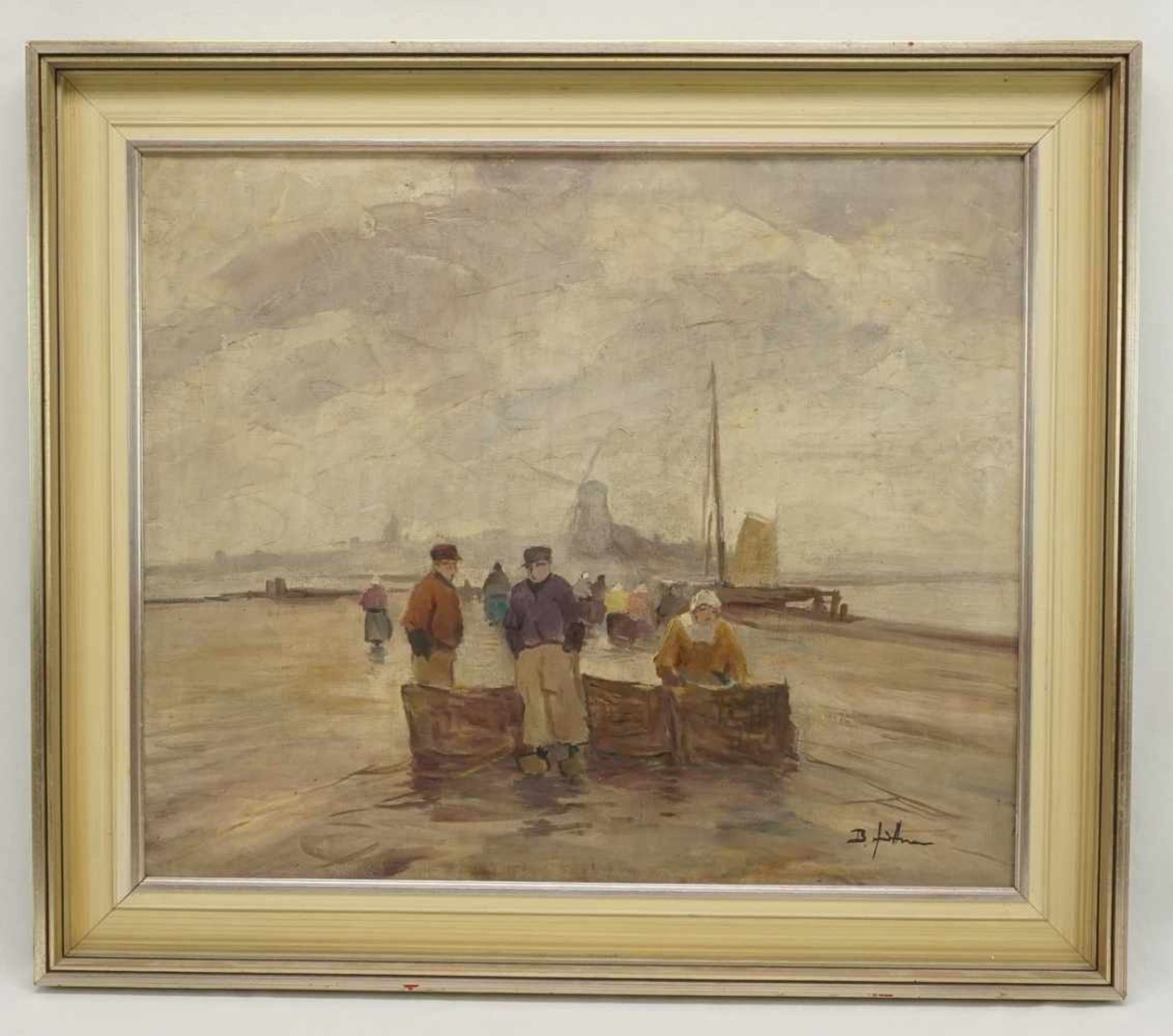 Bruno Jüttner, "Fischer am Strand"(1880  - 1965 Wernigerode), Öl/Leinwand, unten rechts signiert, - Image 2 of 4