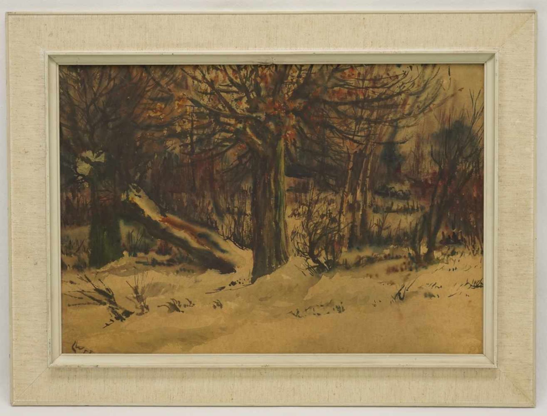 Carl Weisgerber, "Winterwaldpartie"(1891 Ahrweiler - 1968 Düsseldorf), Aquarell/Karton, unten - Bild 2 aus 4