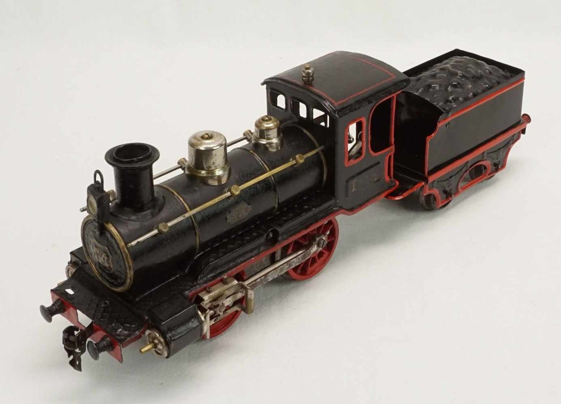 Märklin Dampflok B 1031, Spur I, um 1900Blech lithografiert, Uhrwerk intakt, Vor- und Rückwärtsgang, - Image 4 of 4