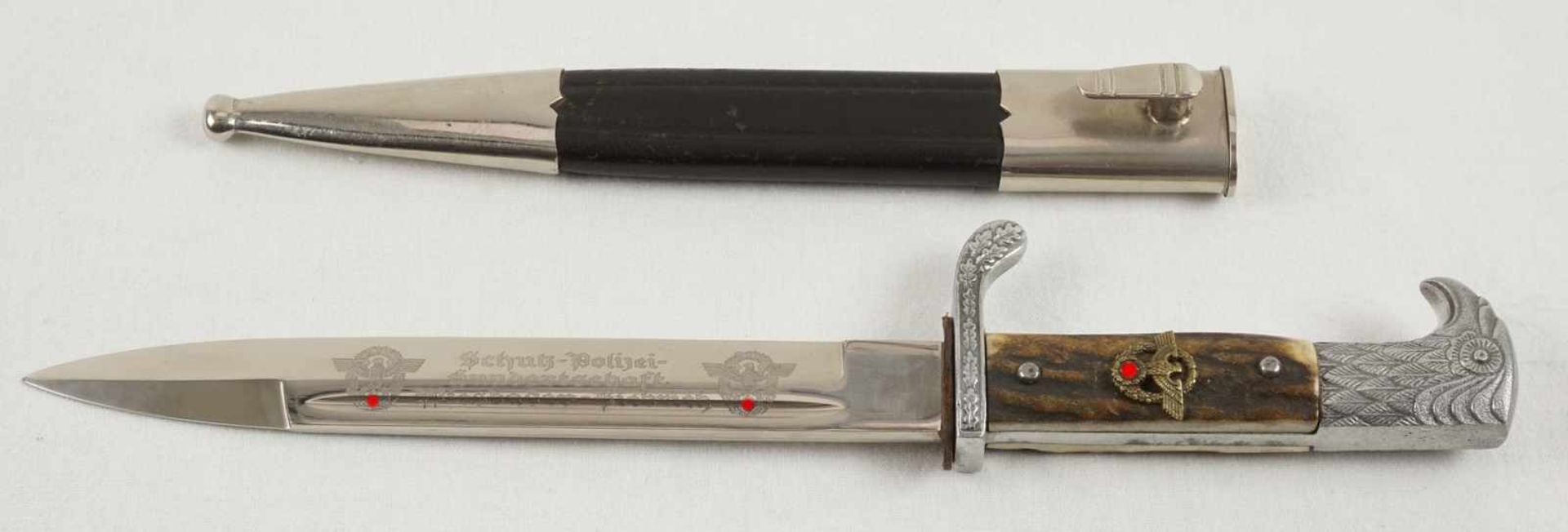 Polizei Extra Seitengewehrsog. III. Reich, Klingenhersteller SMF, mit gravierter Klinge " - Bild 2 aus 5