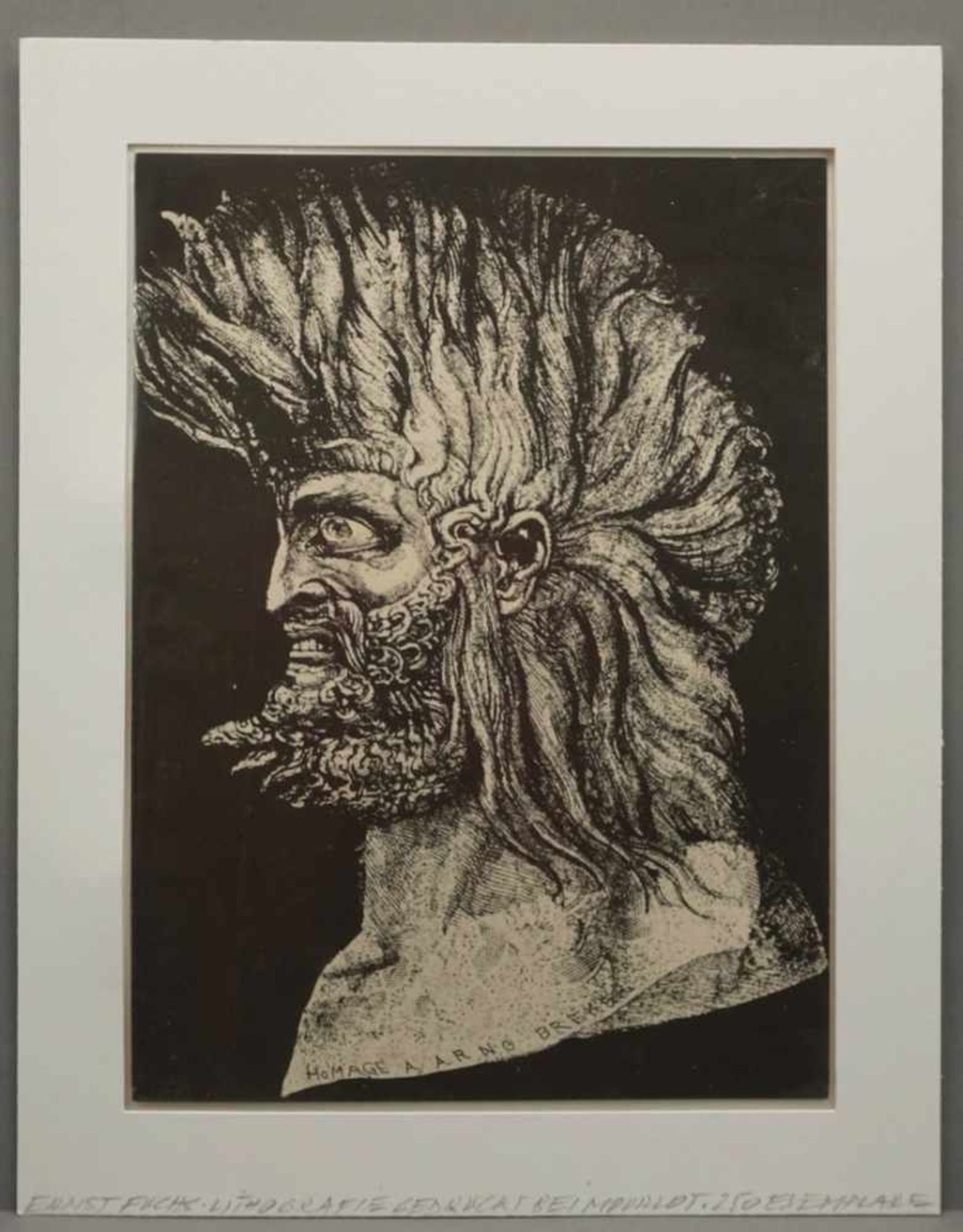 Ernst Fuchs, "Der junge Moses"(geb. 1930), Lithografie/Papier, 1975, doppelseitiges Widmungsblatt an - Bild 2 aus 4