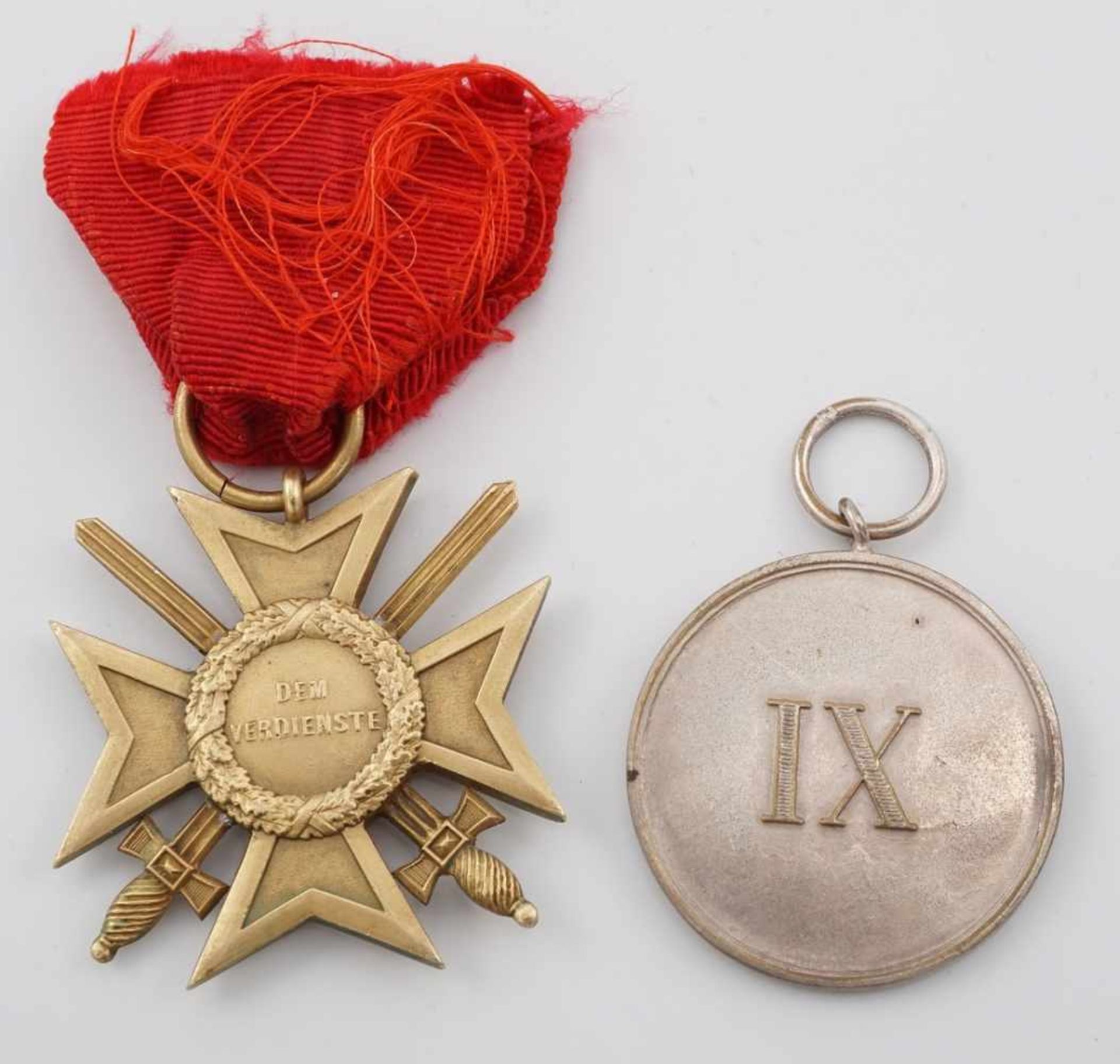 Sachsen Weimar goldenes Verdienstkreuz mit Schwertern und Dienstauszeichnung 3. Klasse1) Sachsen - Image 2 of 6