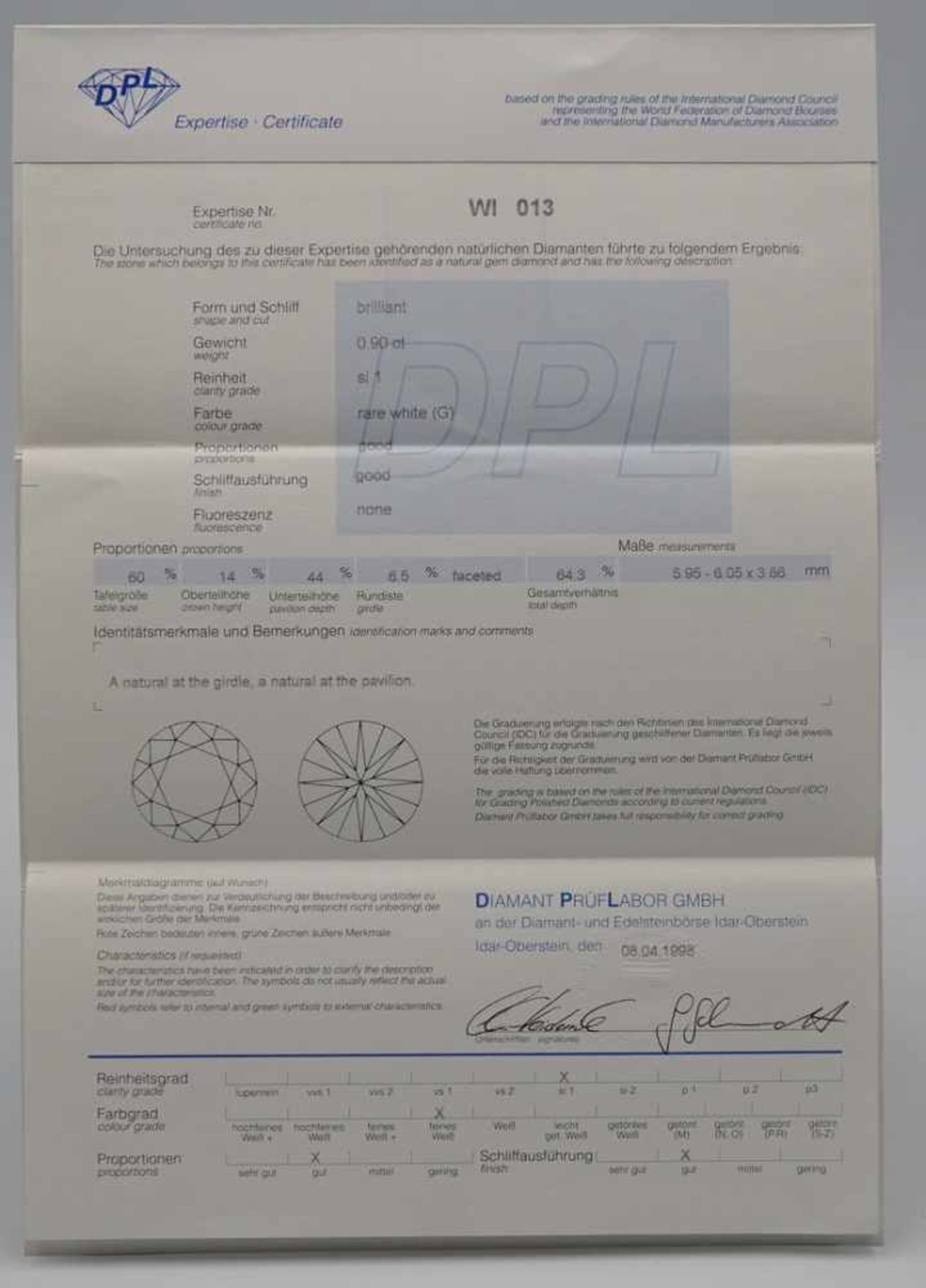 Brillantring in Rotgold2. Hälfte 20. Jh., 750/- Rotgold, ein 0,9 ct Brillant (TW/SI) - Bild 3 aus 3