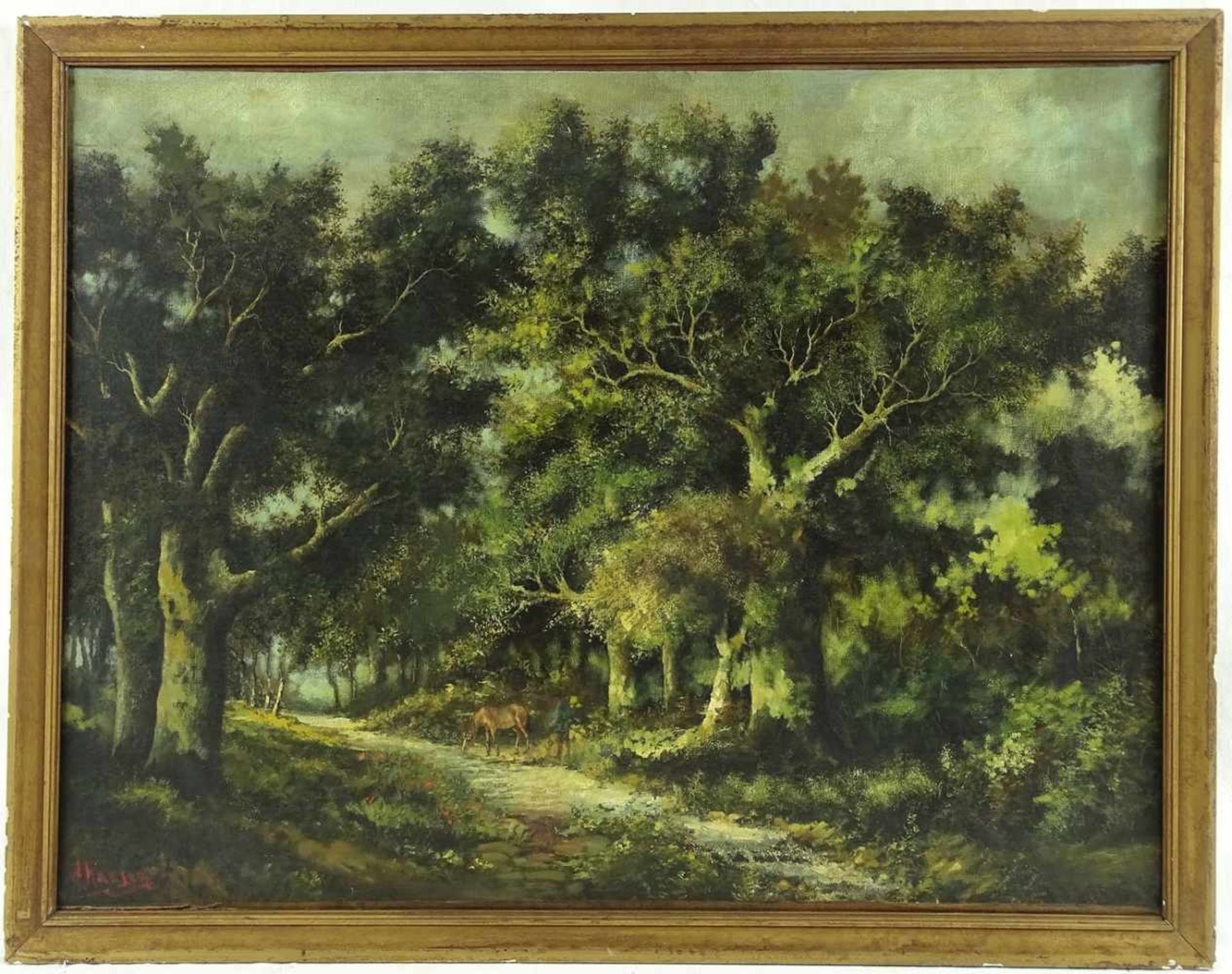 A. Hansen, "Pferd bei der Rast im Wald"Öl/Leinwand, unten links signiert, guter Zustand, 60 x 80 - Bild 2 aus 4