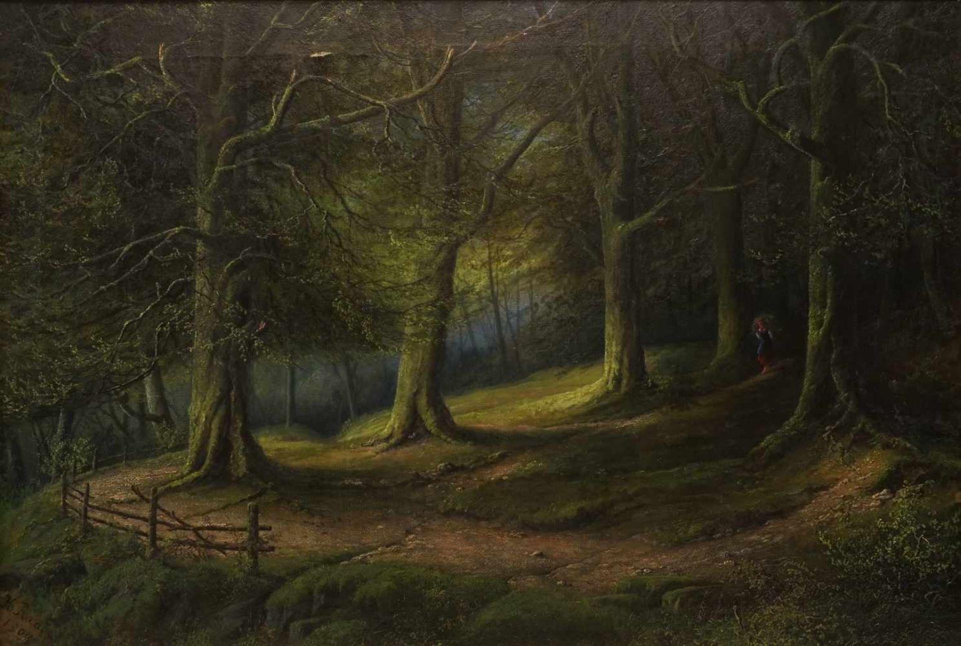 Heinrich Raabe, "Bei den Quellen in Wildungen"(1835 Holzminden  - 1924 Braunschweig), Öl/Leinwand, - Image 2 of 4