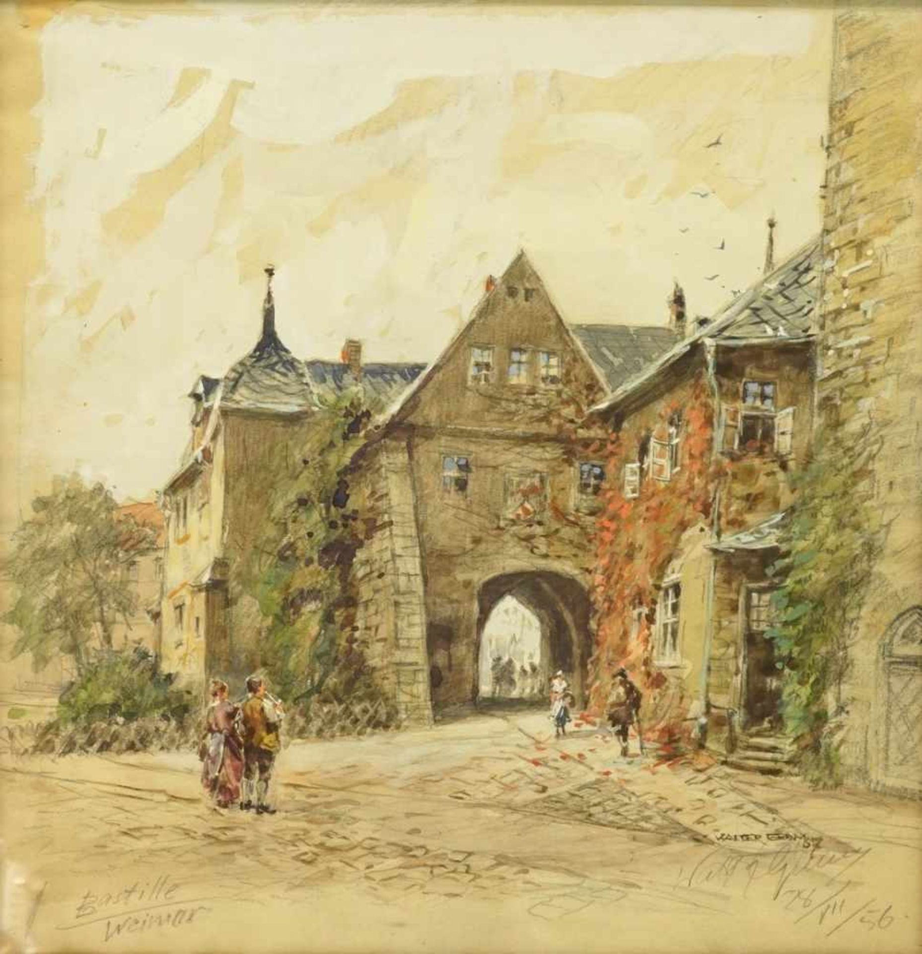 Walter Gemm, "Bastille Weimar"Harzmaler (1898 Halberstadt - 1973 Osterwieck), Aquarell/Papier, unten