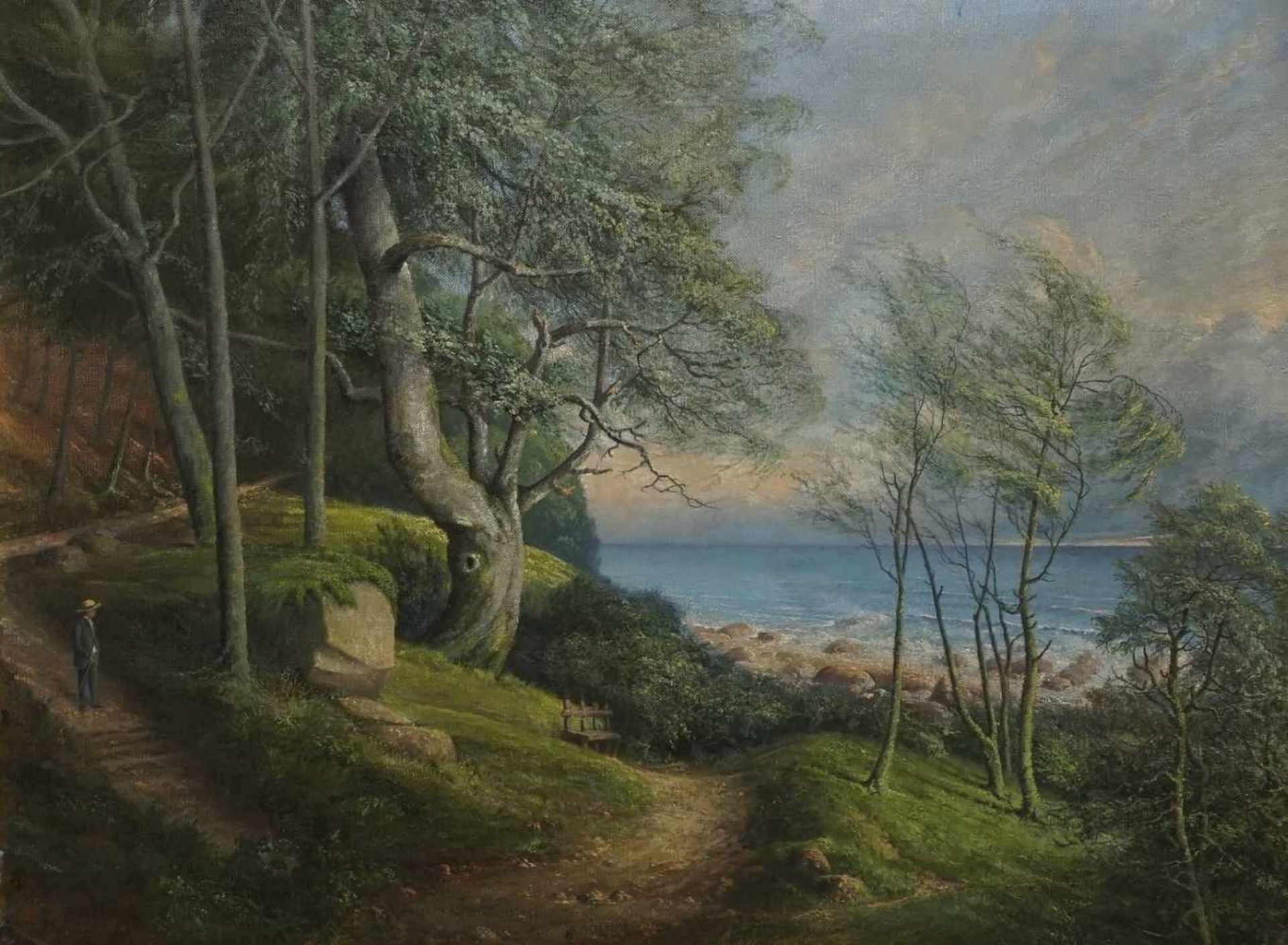 Heinrich Raabe, "Strand bei Lohme auf Rügen"(1835 Holzminden  - 1924 Braunschweig), Öl/Leinwand, - Bild 2 aus 4