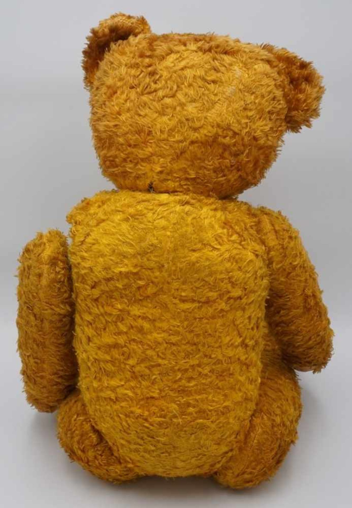 VEB Sonni Teddy im Narrengewand, 2. Hälfte 20. Jh.Holzwolle, mit Stimme, gesticktes Gesicht, - Bild 3 aus 3
