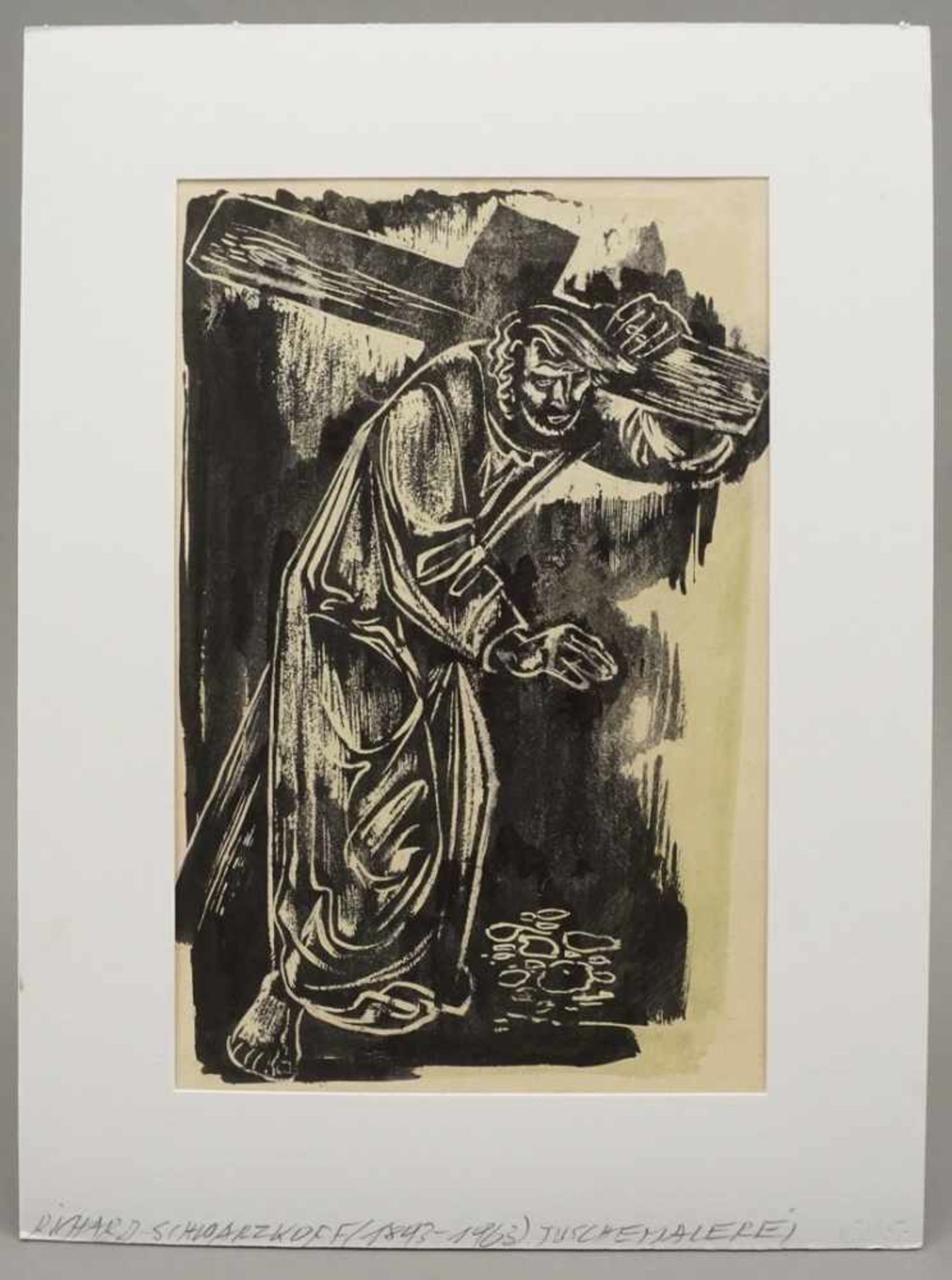 Richard Schwarzkopf, "Christus trägt das Kreuz"(1893 Bonn - 1963 Düsseldorf), Tusche/ - Bild 2 aus 4
