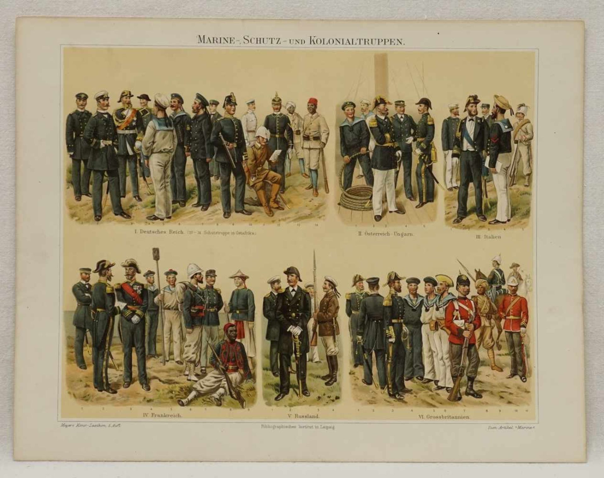 Sieben militärhistorische FarbtafelnFarblithografie/Papier, um 1900, Artillerie, Marine-, Schutz- - Image 4 of 4