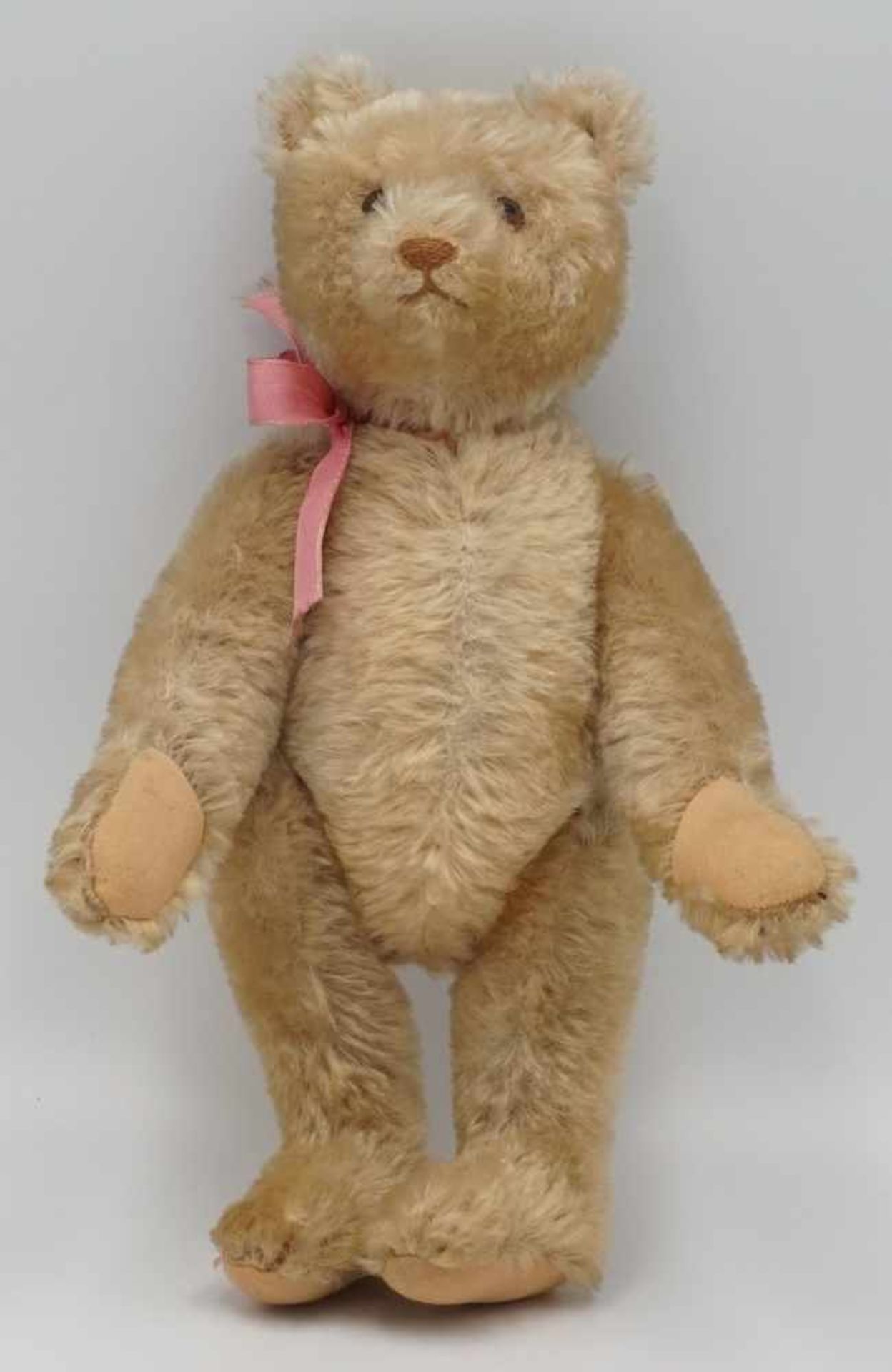 Steiff Teddybär, VorkriegszeitHolzwolle, Mohair, gesticktes Gesicht, braune Glasaugen, Buckel, lange - Bild 2 aus 5