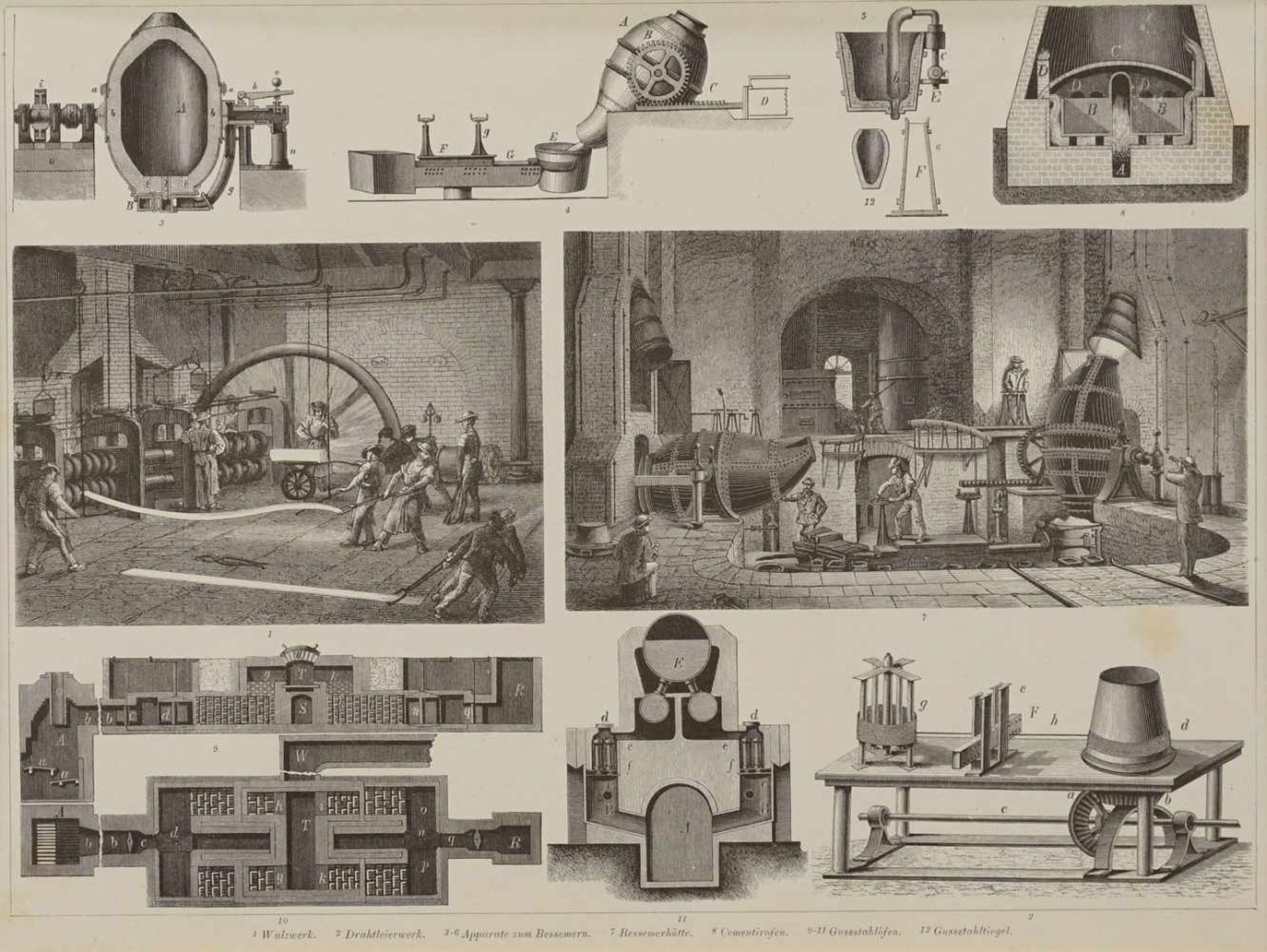 Unbekannter Künstler, "Bercwesen"Stahlstich/Papier, um 1870, verschiedene Darstellungen vom