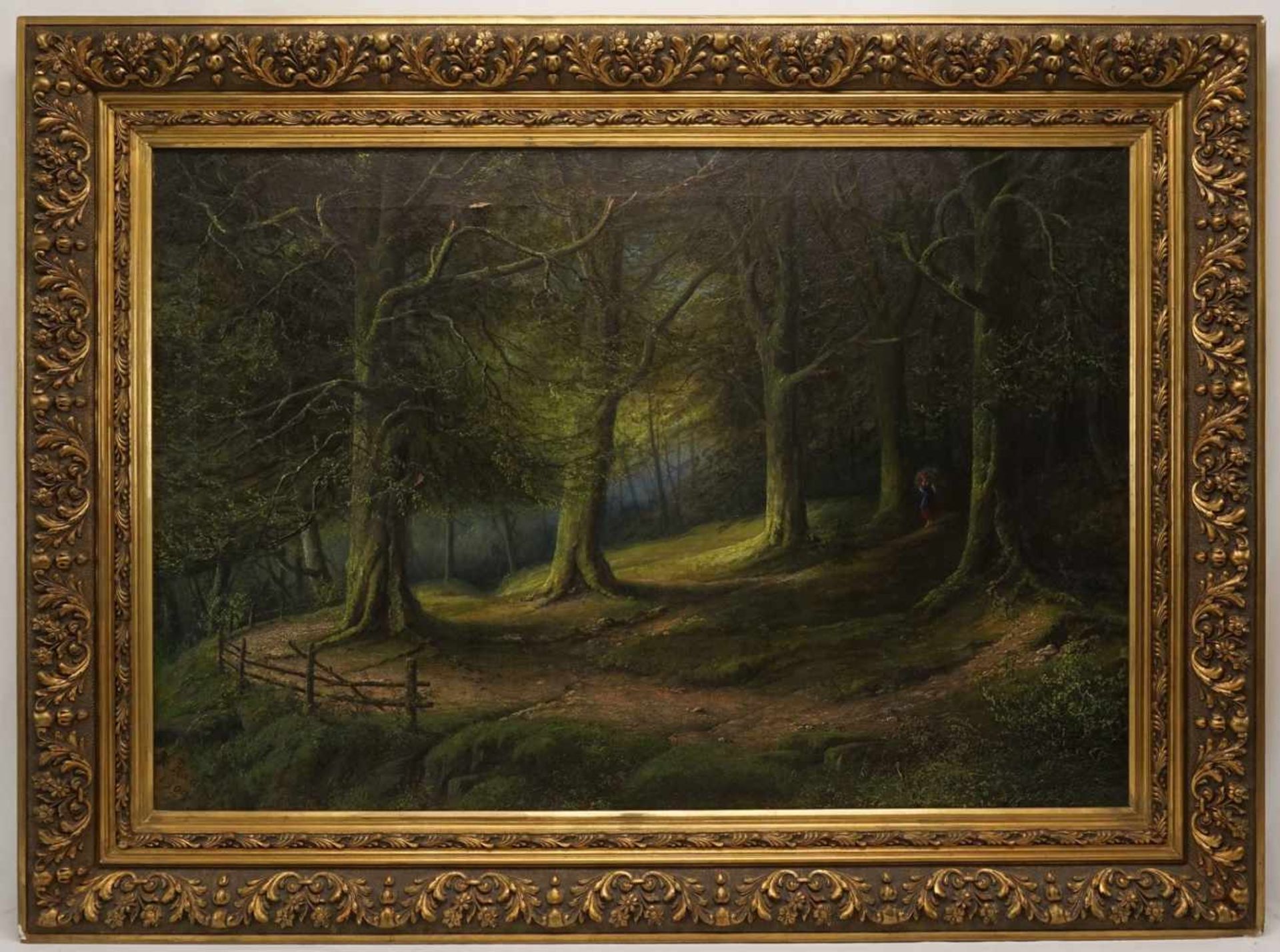 Heinrich Raabe, "Bei den Quellen in Wildungen"(1835 Holzminden  - 1924 Braunschweig), Öl/Leinwand,