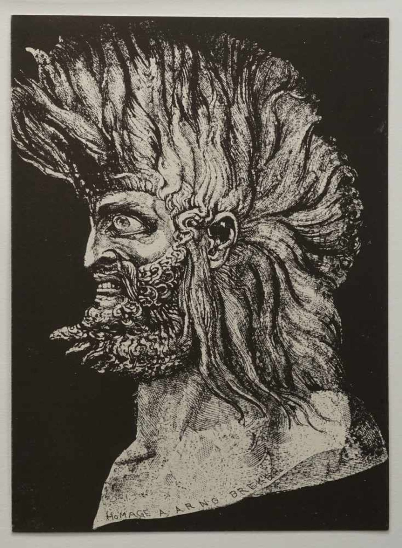 Ernst Fuchs, "Der junge Moses"(geb. 1930), Lithografie/Papier, 1975, doppelseitiges Widmungsblatt an - Bild 3 aus 4