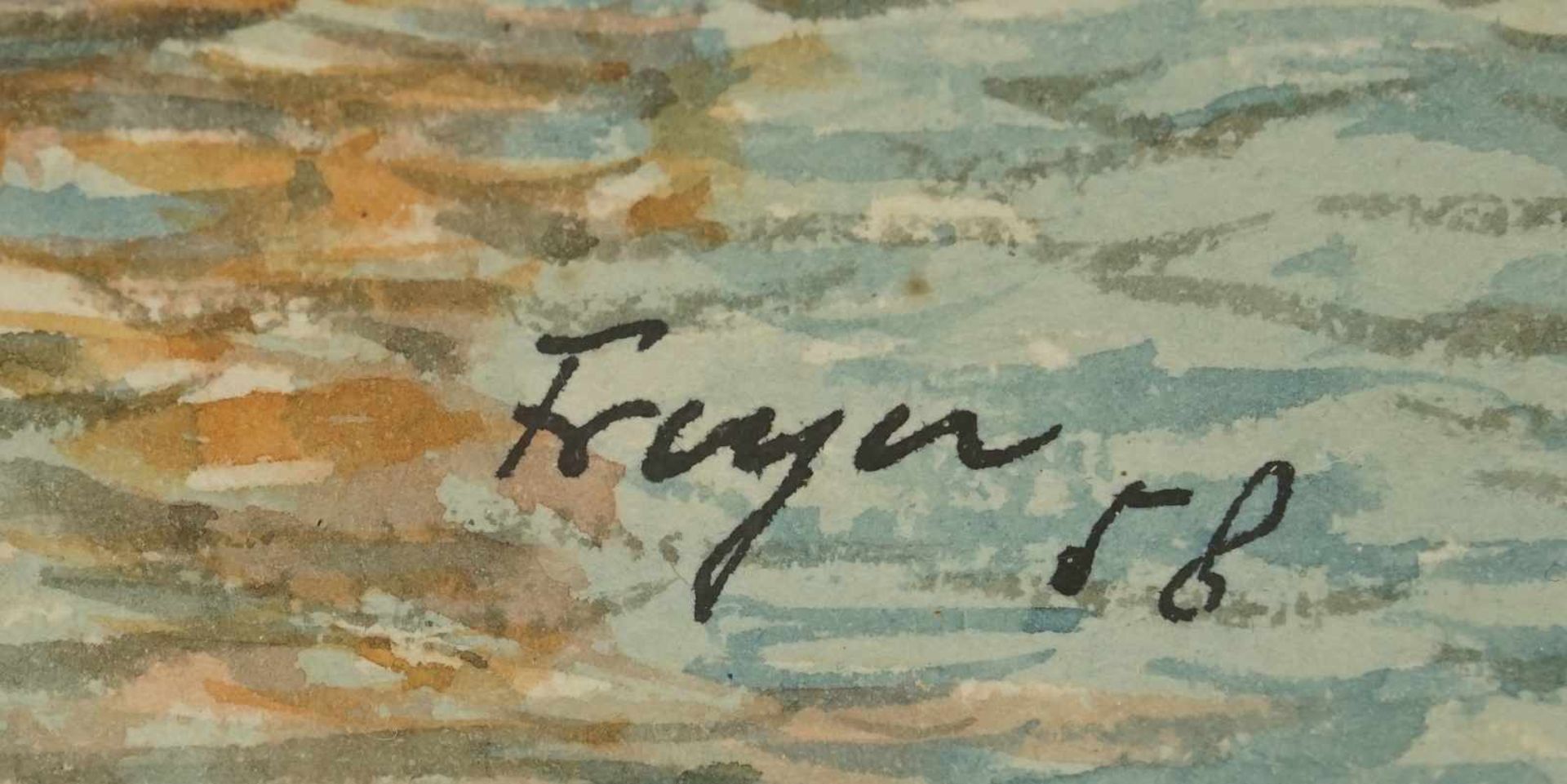 Frayn, "Venedig"Aquarell, unten rechts signiert, datiert (19)58, Markusturm und Markusplatz mit - Bild 4 aus 4